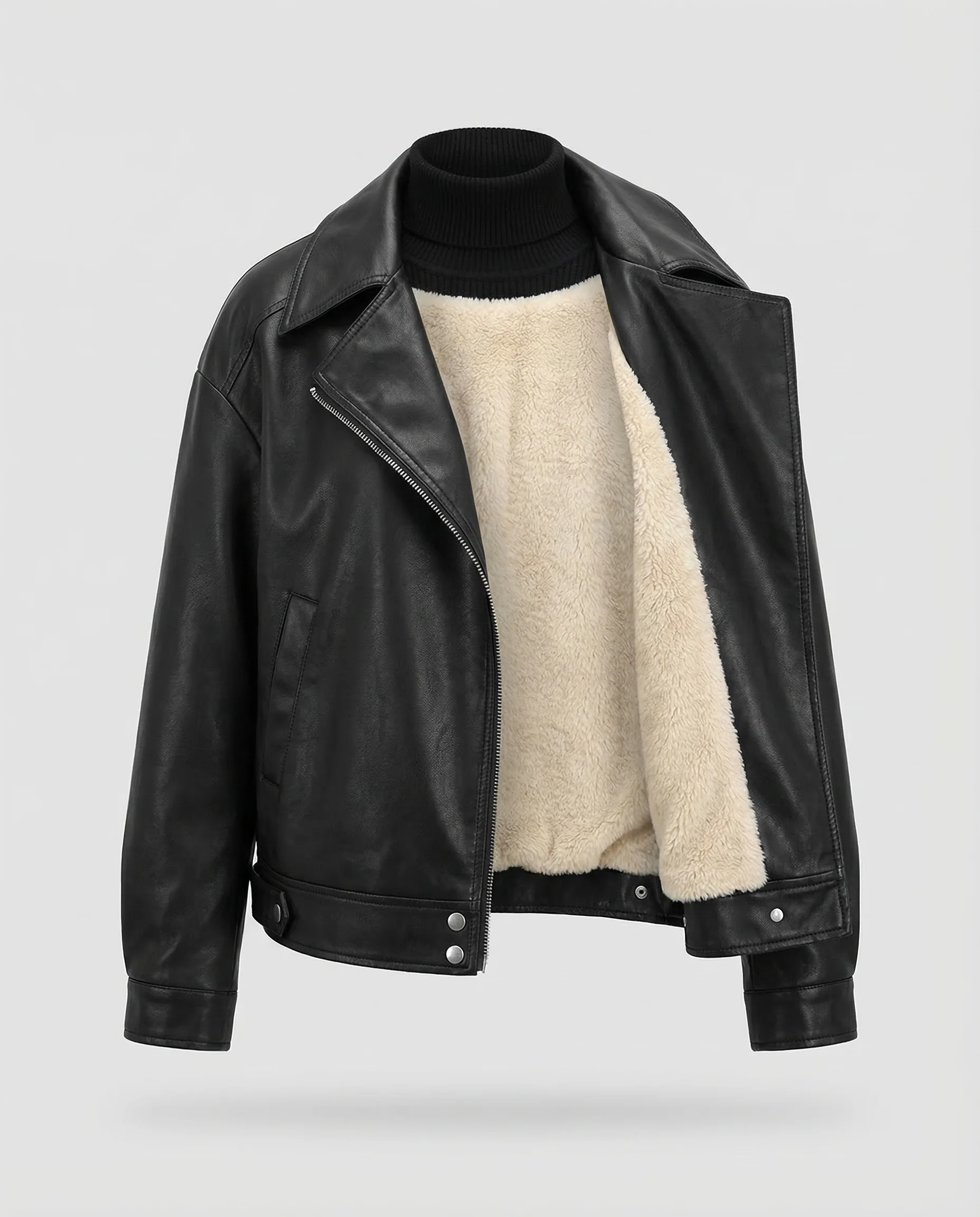 Damen Lederoptikjacke Teddyfutter - Image 5