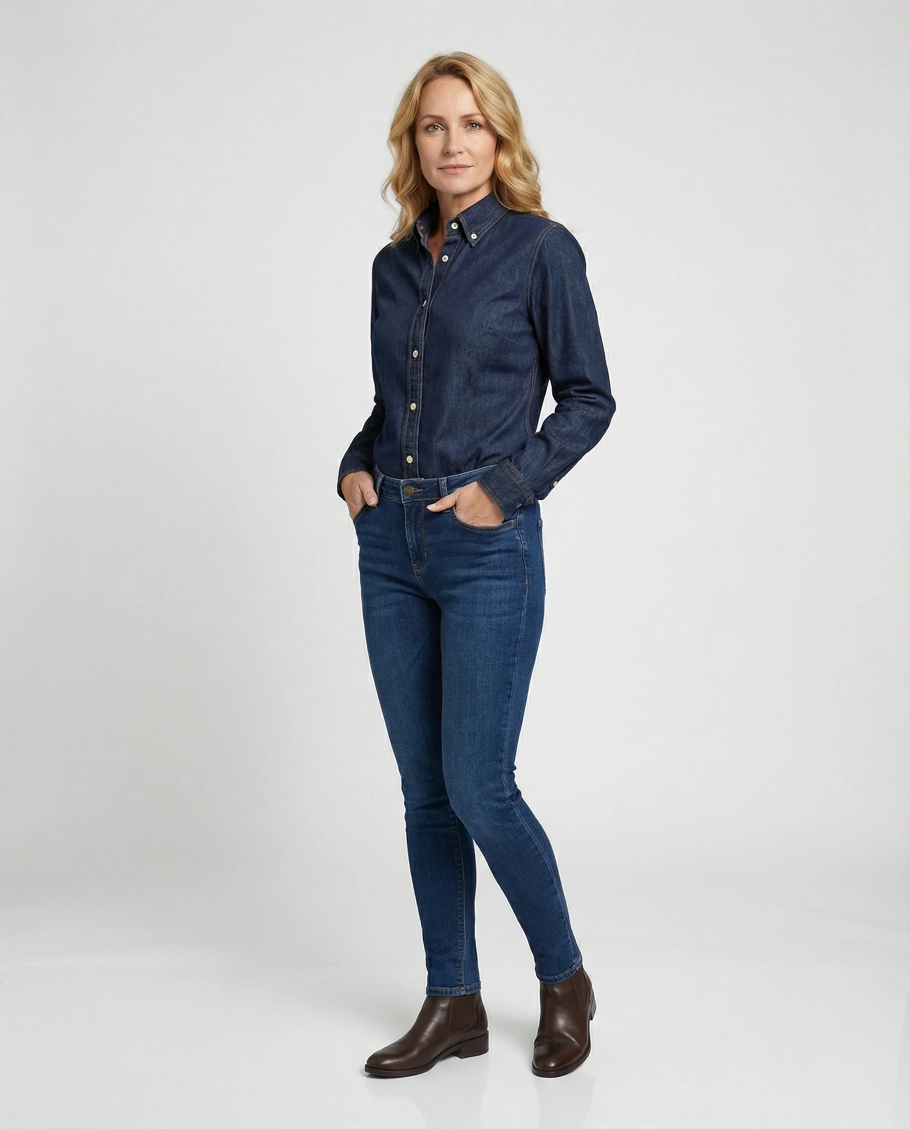 Damen Langarmhemd aus Denim - Image 2