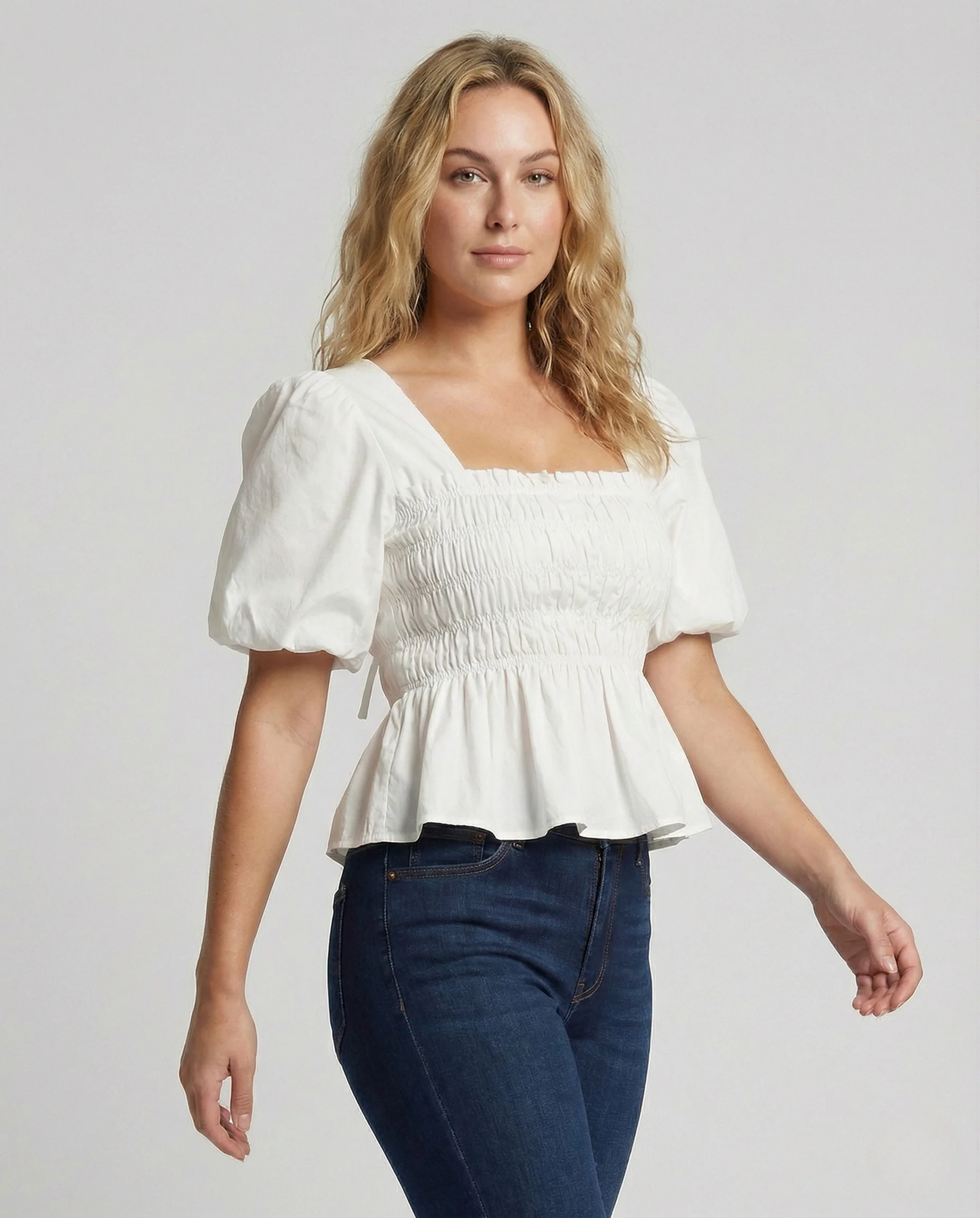 Damen Smockbluse mit Quadratischem Ausschnitt - Image 2