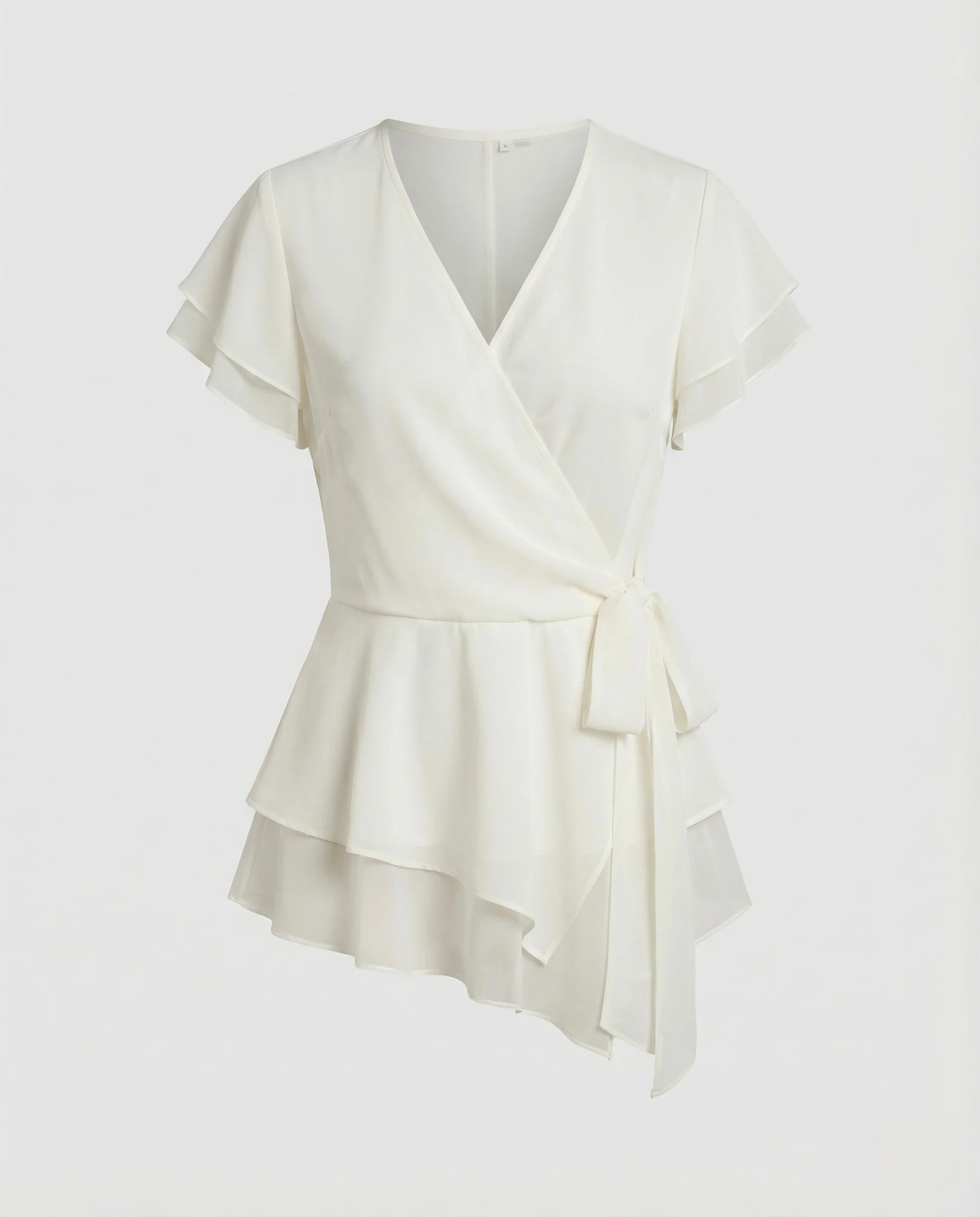 Damen Wickelbluse aus Chiffon mit Volantärmeln - Image 4