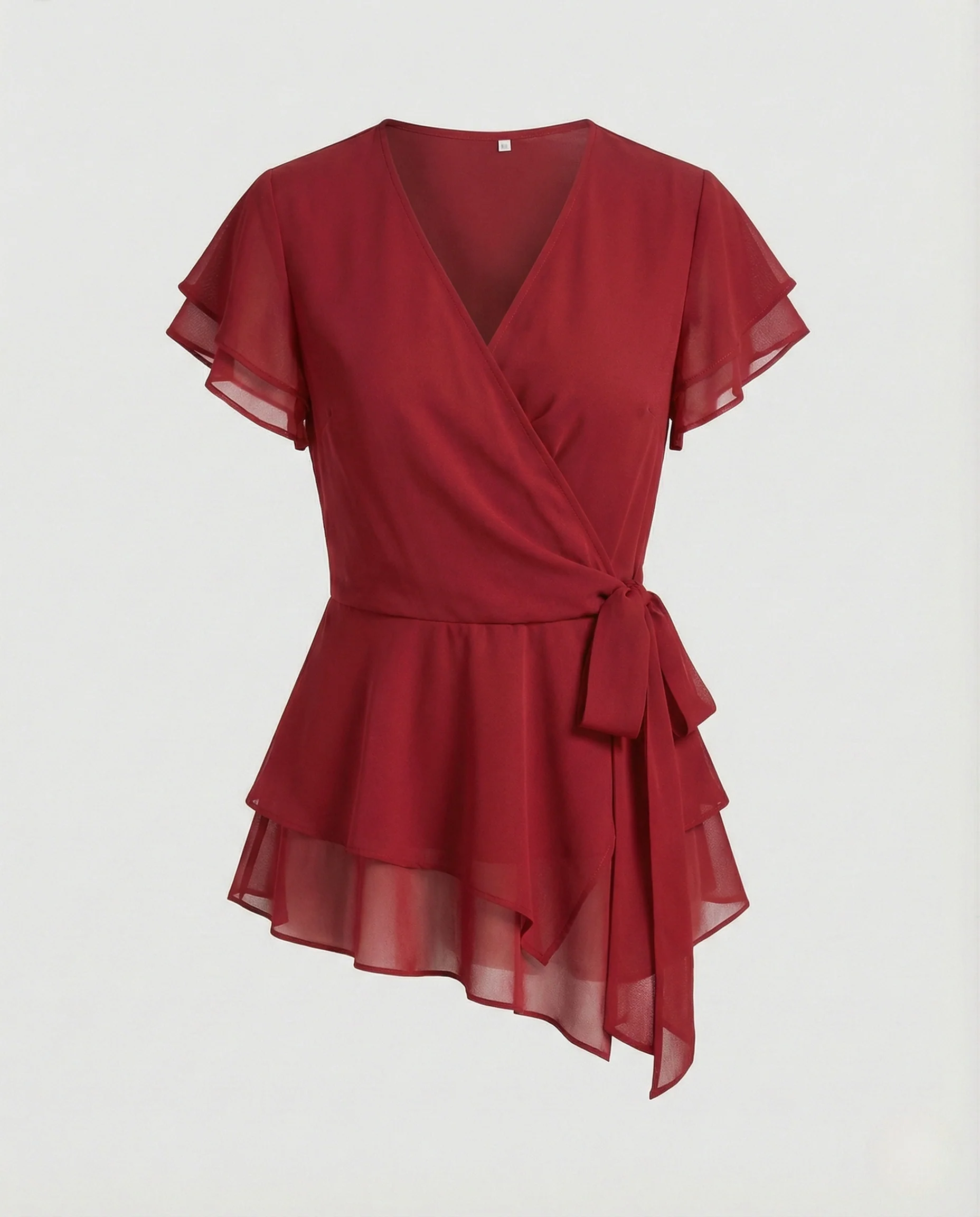 Damen Wickelbluse aus Chiffon mit Volantärmeln - Image 5