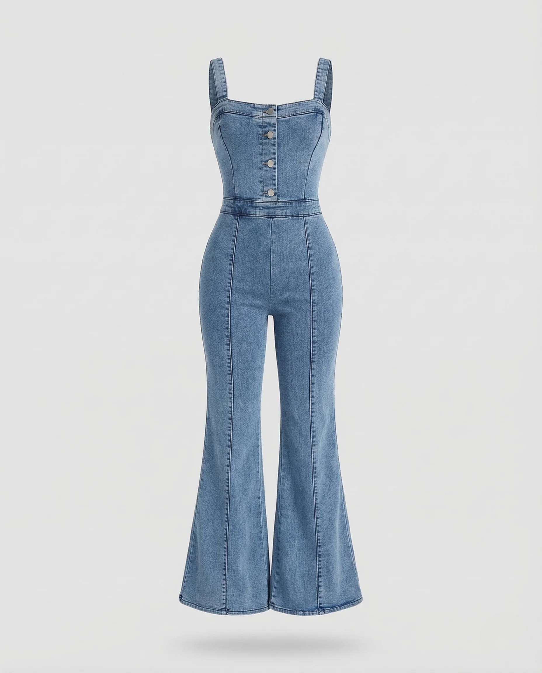 Damen Denim Jumpsuit Korsett Druckknopf - Image 4