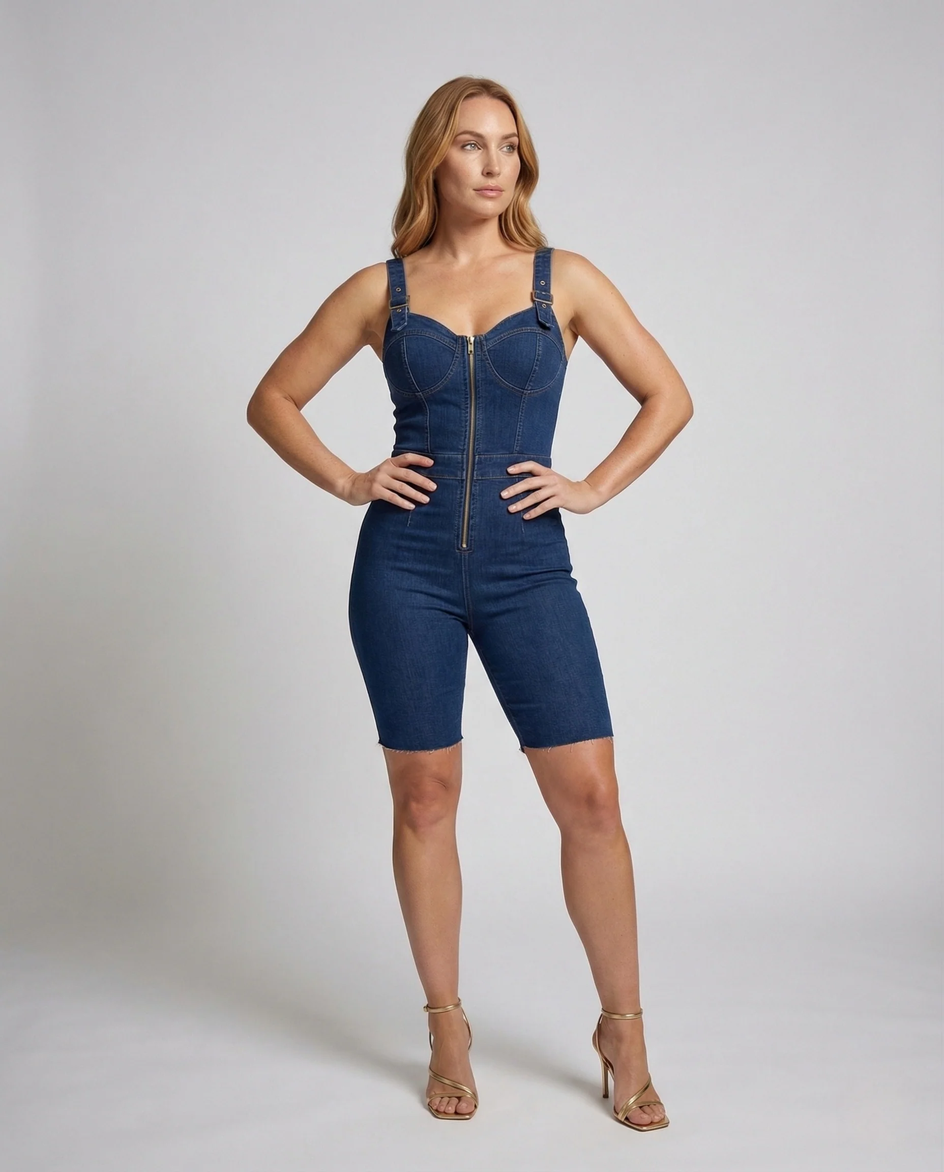 Damen Denim Korsagen Overall
