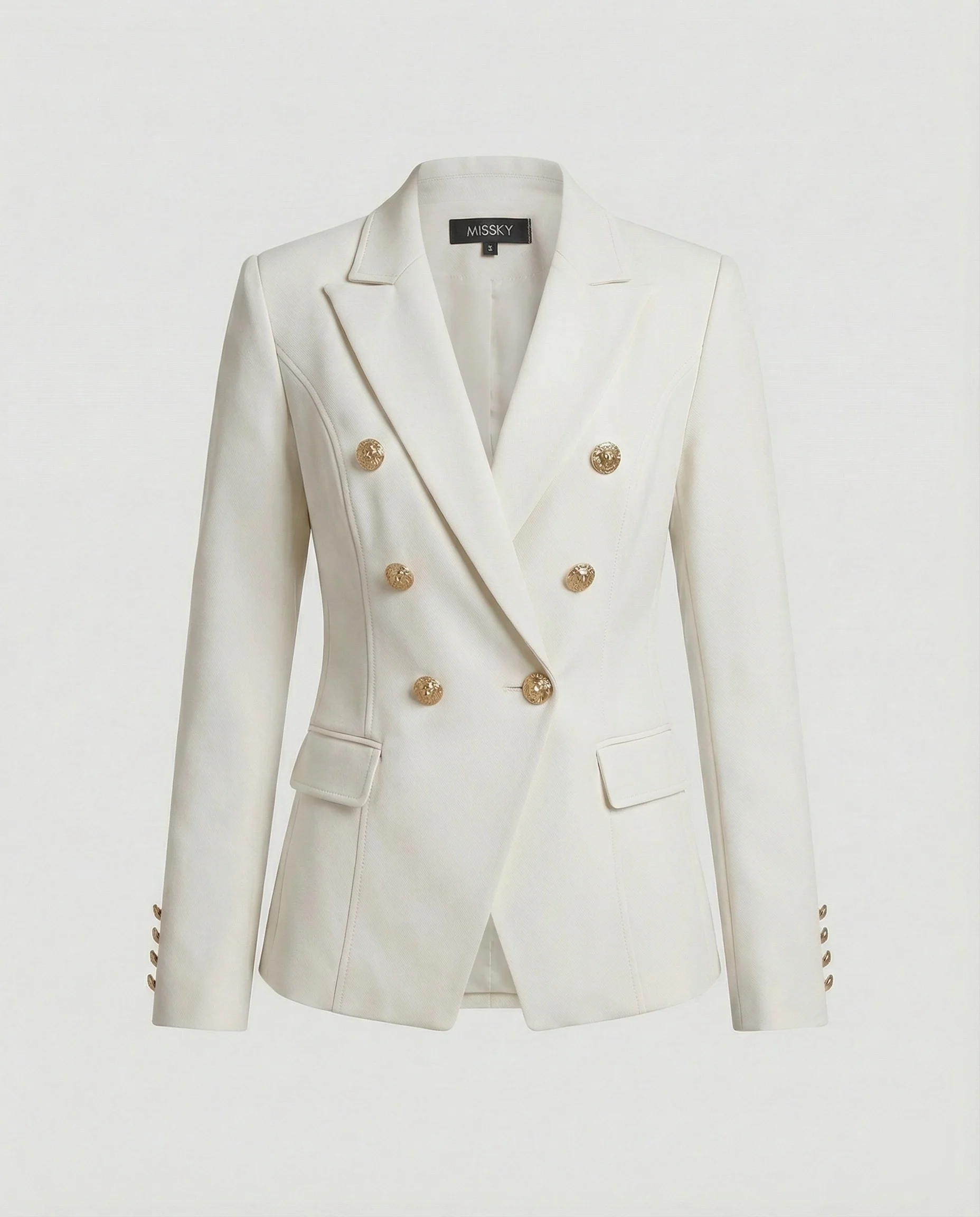 Taillierter Doppelreiher Blazer mit dekorativen Schmuckknöpfen und Pattentaschen Heidi Mode - Image 6