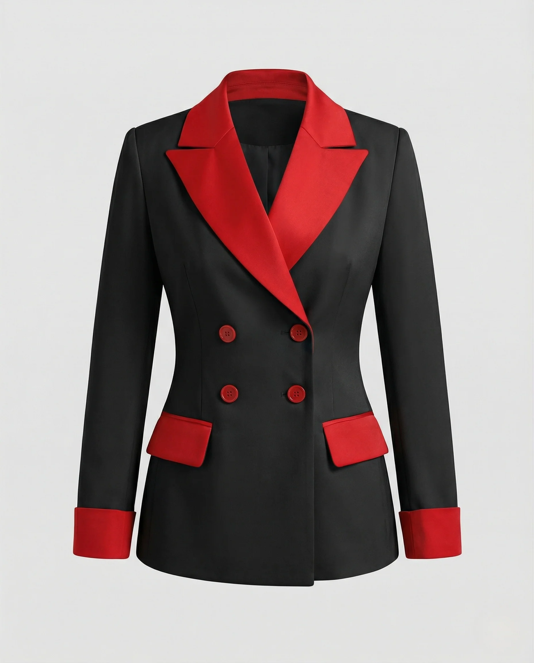 Damen Doppelreihiger Blazer mit Satinrevers - Image 6