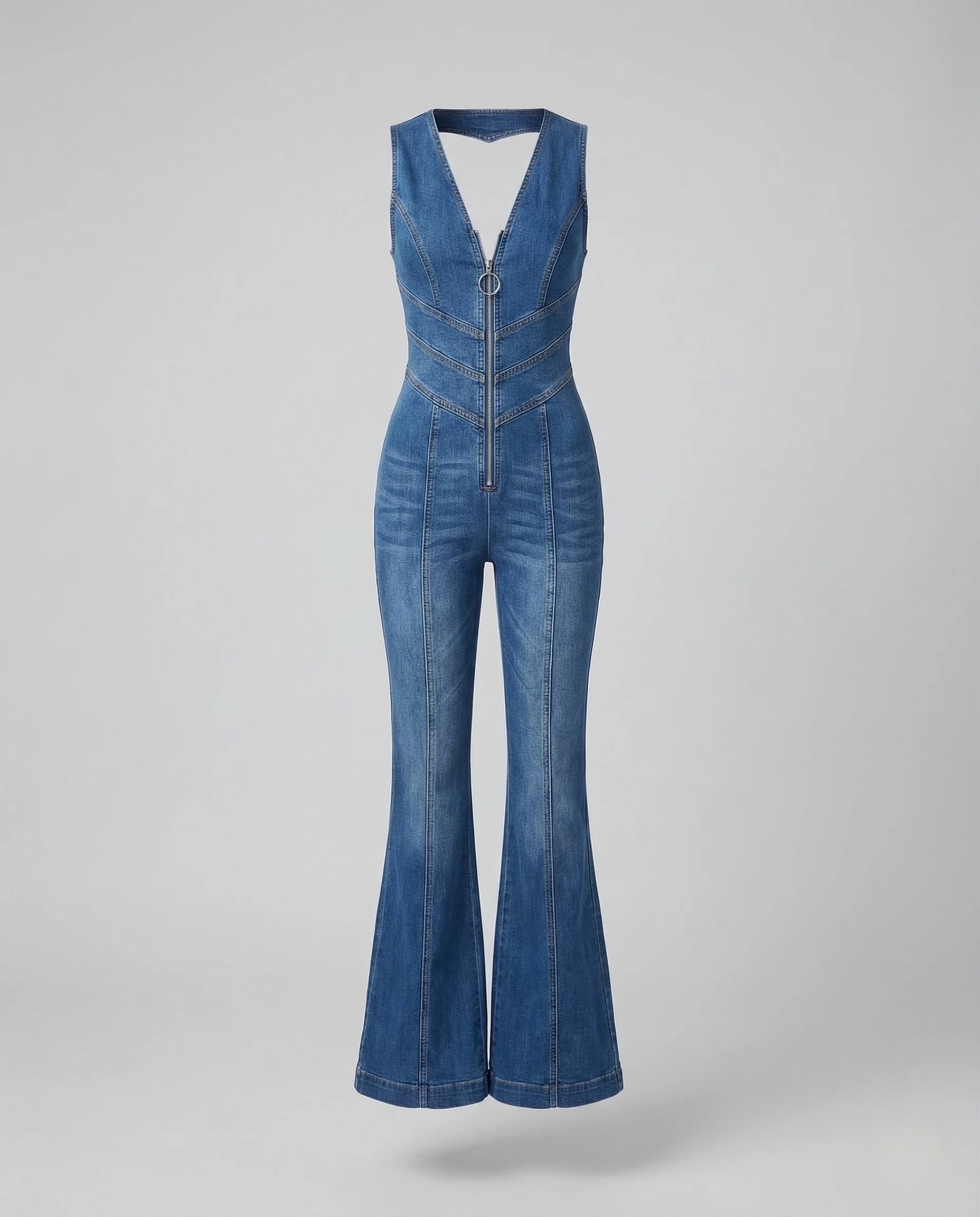 Damen Jeans Overall mit Herz-Rücken & Schlaghose - Image 4