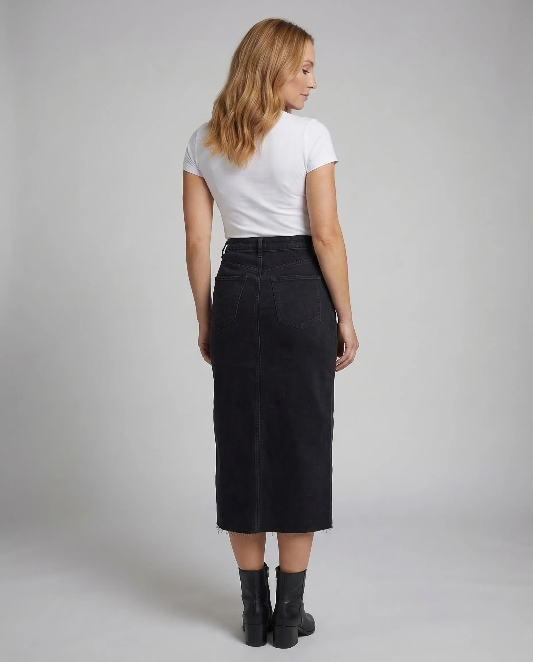 Damen Jeans Midirock Schlitz - Image 4