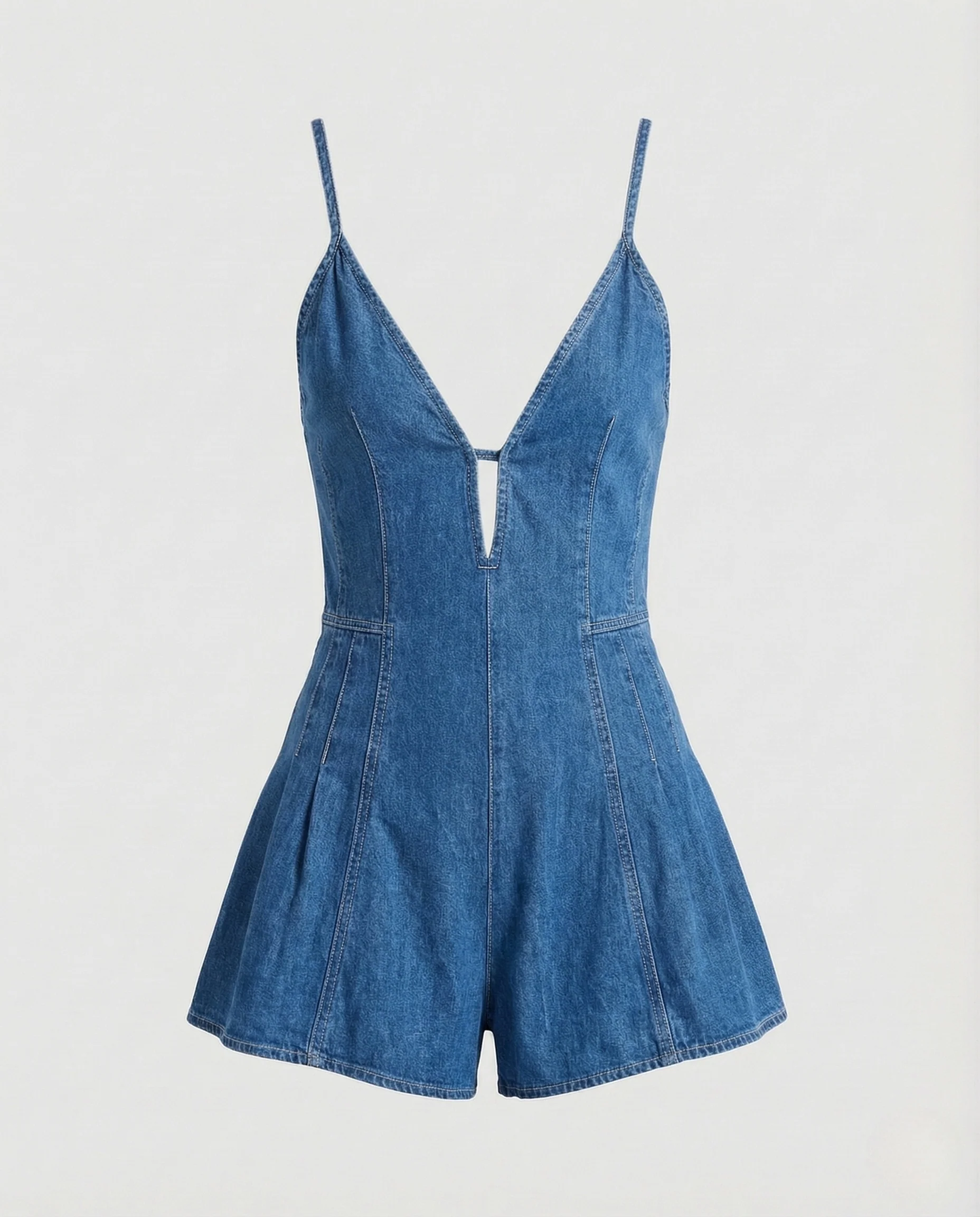 Damen Jeans Overall Tailliert Spaghettiträger V Ausschnitt - Image 9