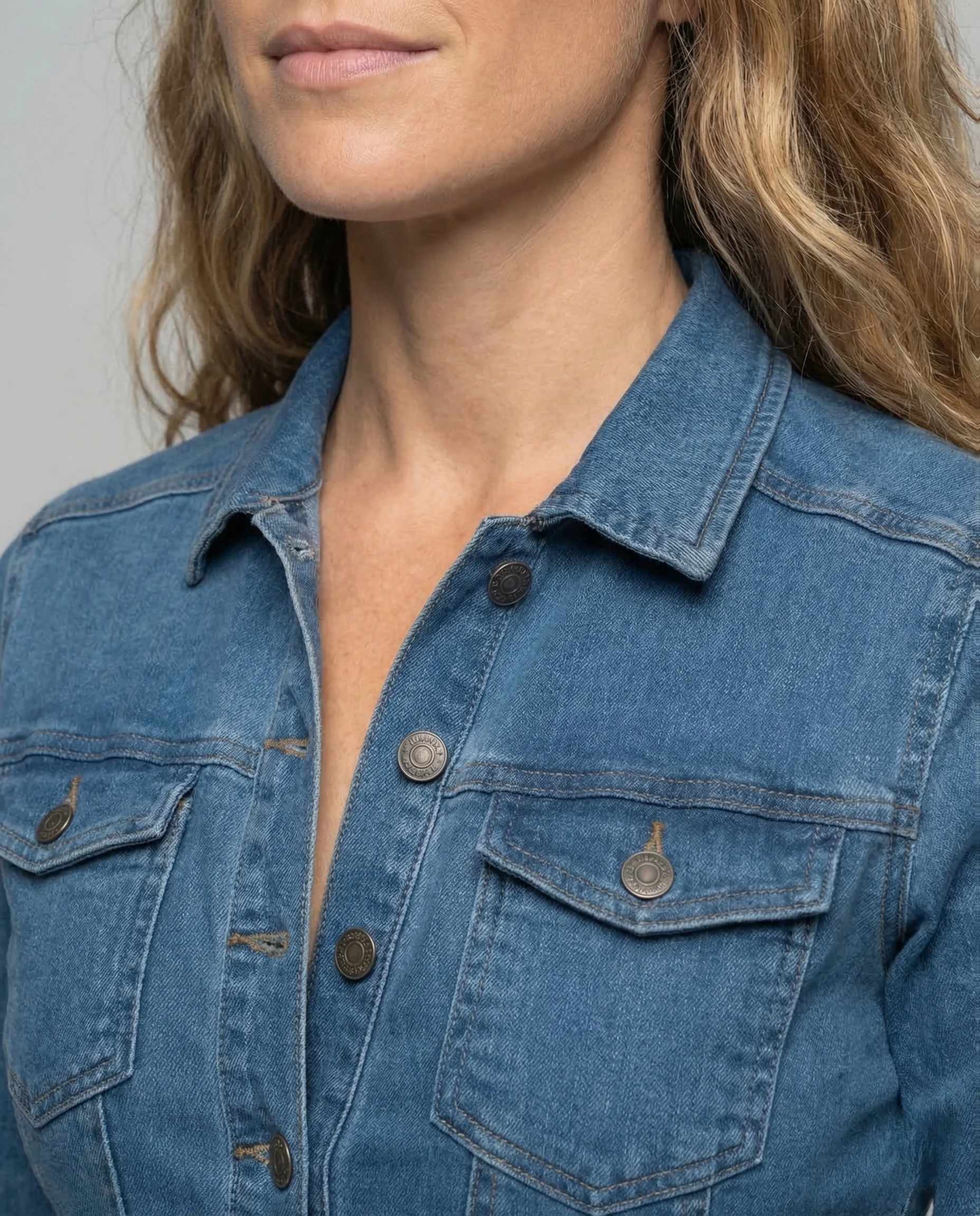Damen Jeans Overall Tailliert Knopfleiste - Image 2