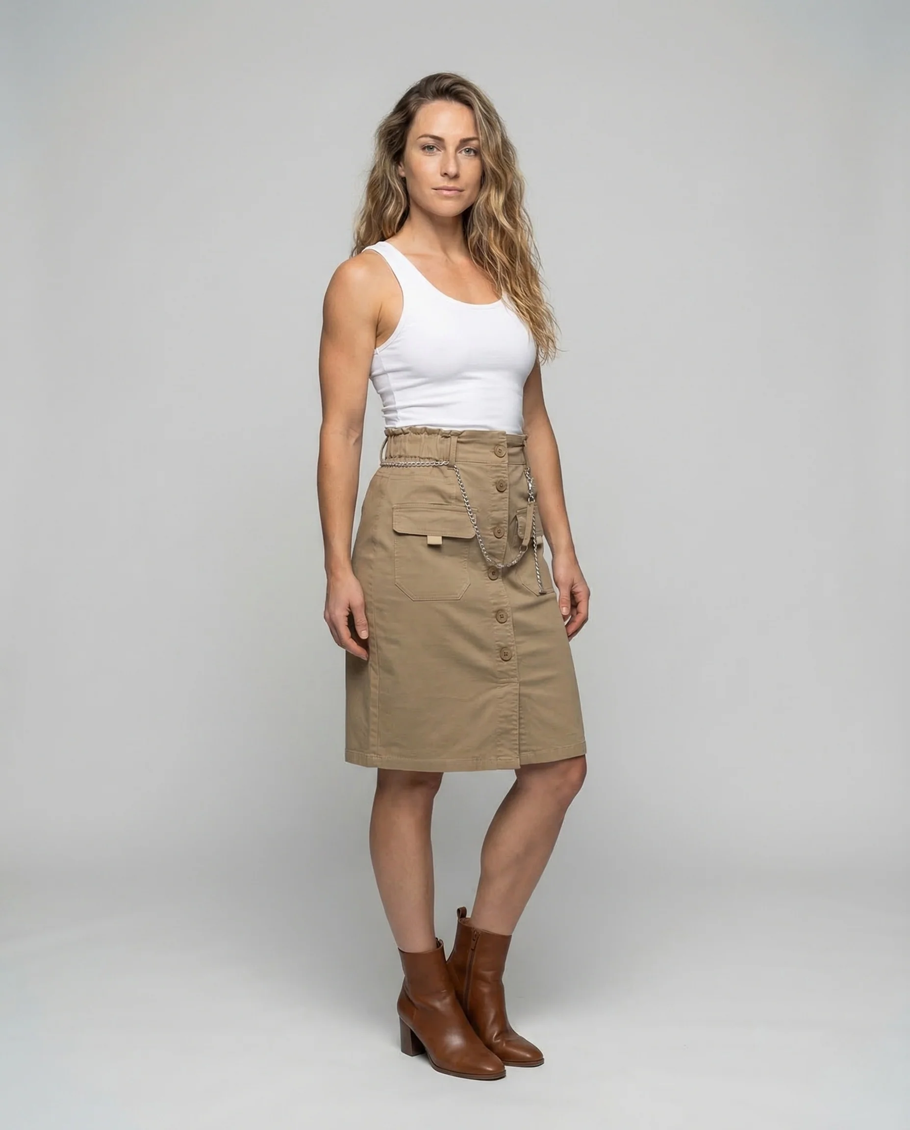 Damen Rock Tailliert Cargo Taschen