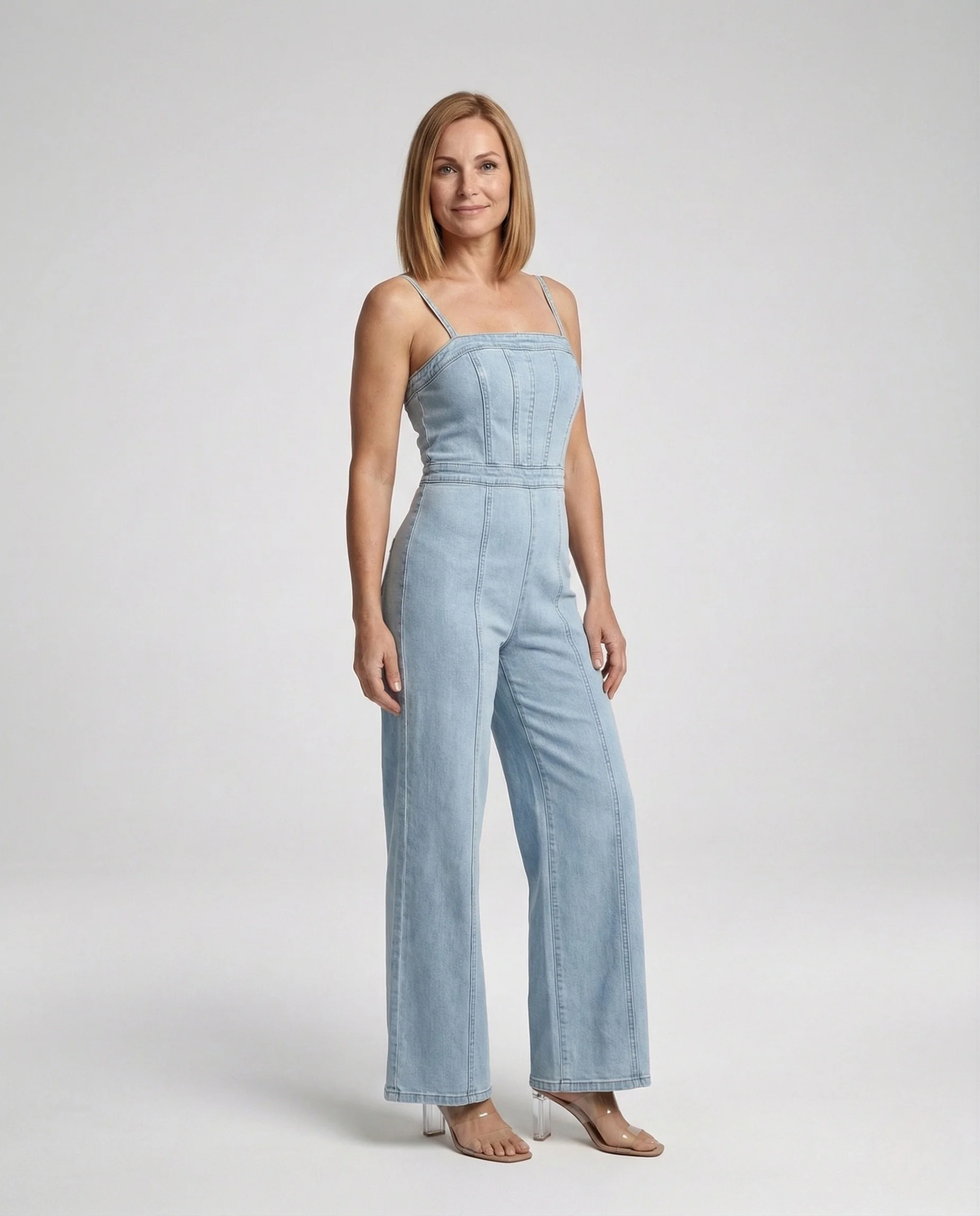 Damen Korsagen Denim Overall mit Schlagbein