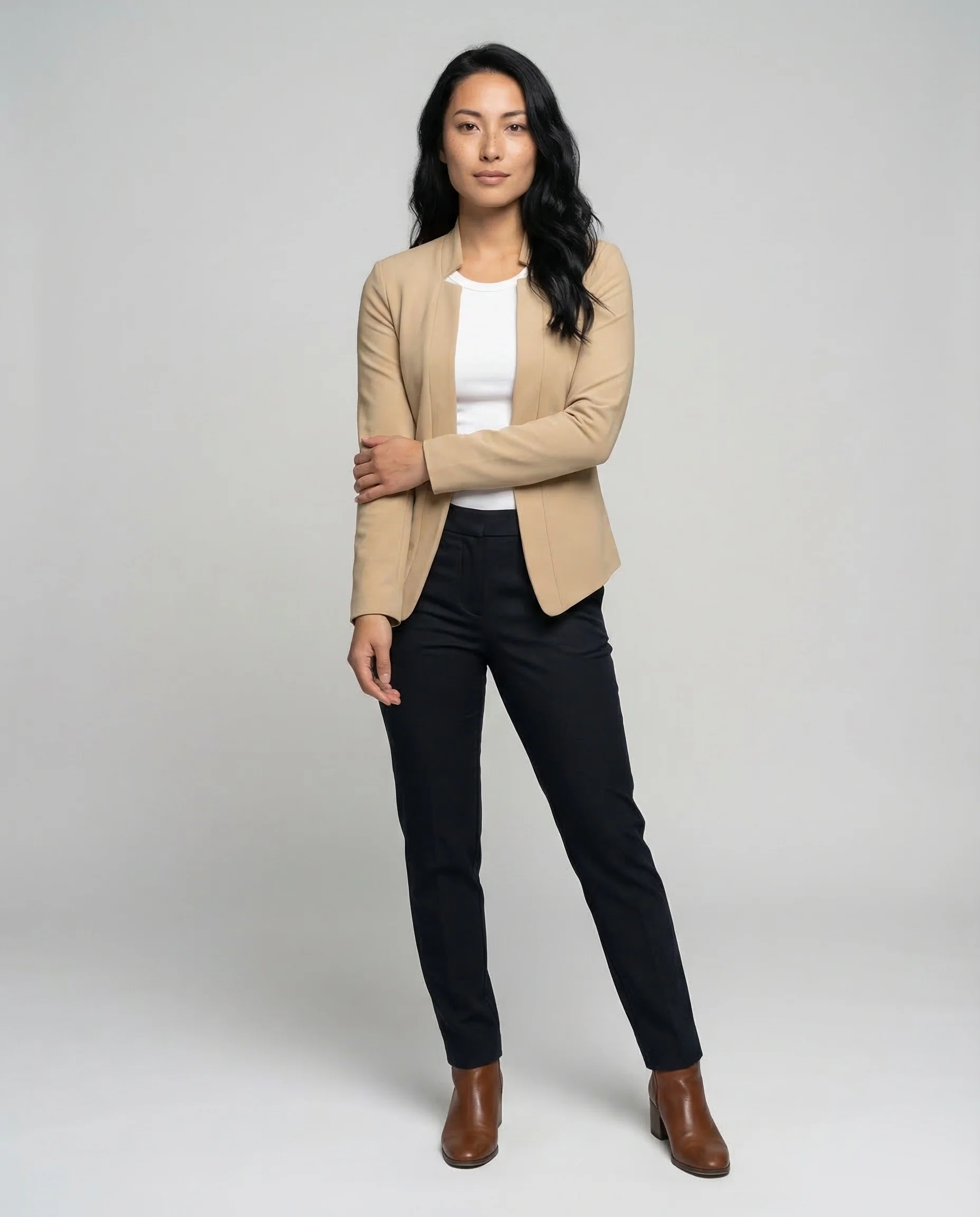 Damen Jersey Blazer Kragenlos