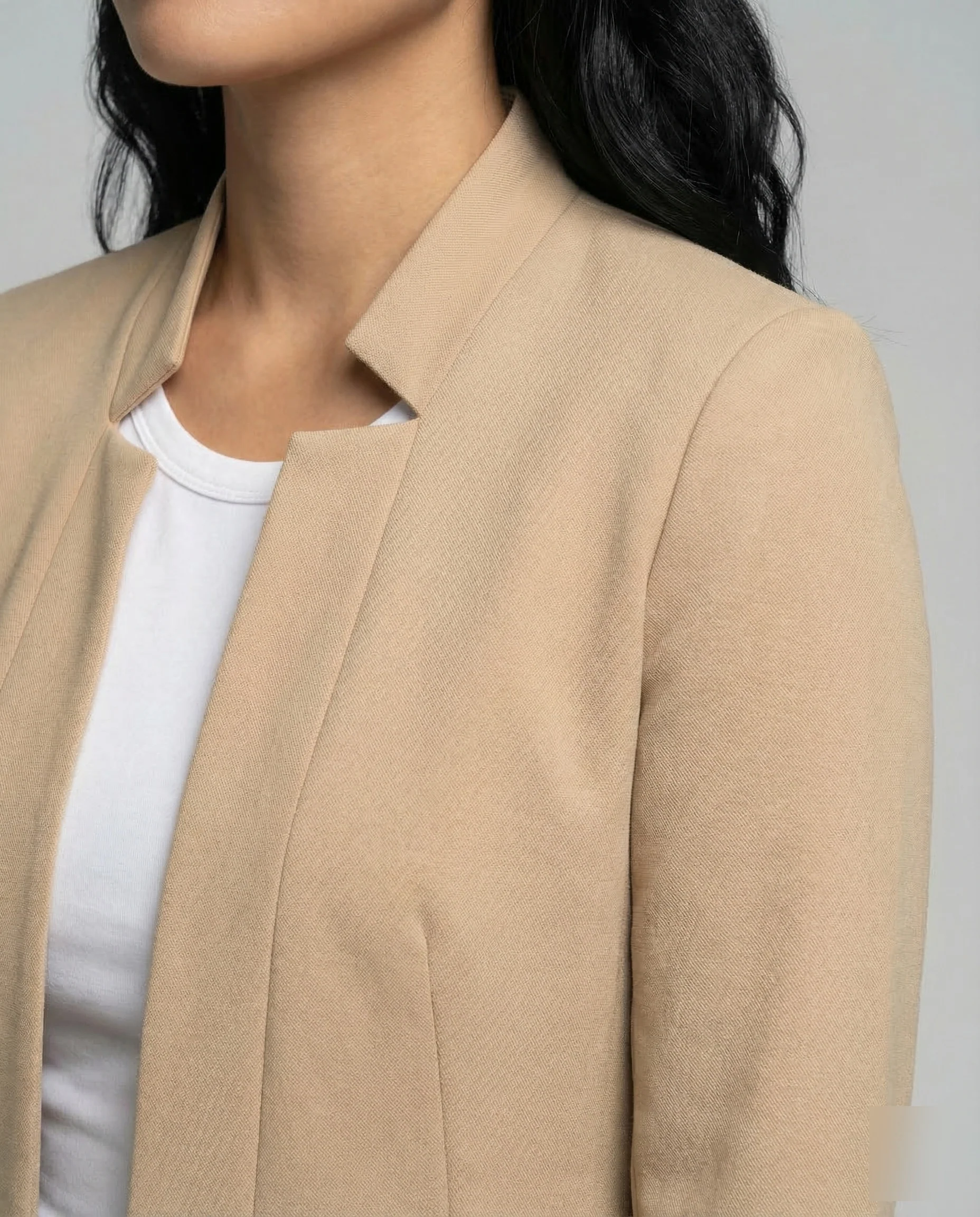 Damen Jersey Blazer Kragenlos - Image 3
