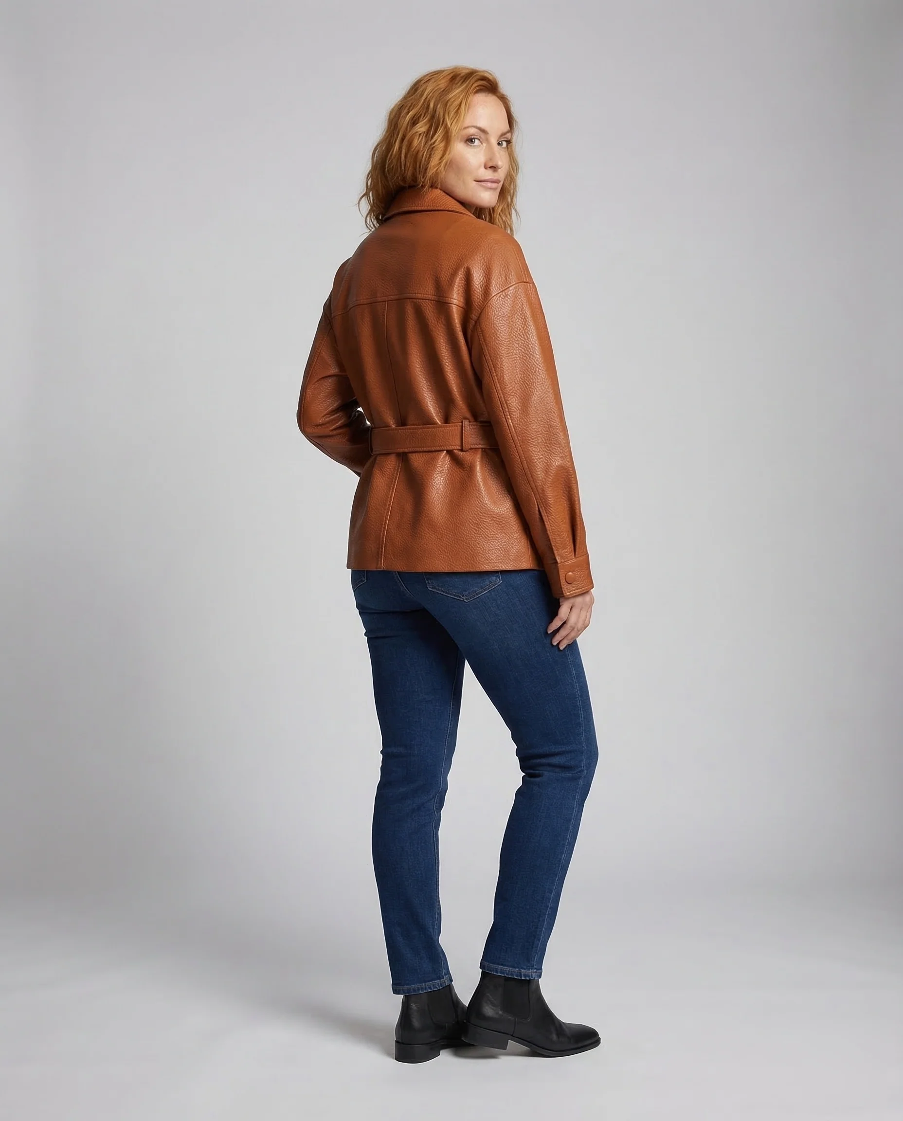 Damen Kunstleder Blazer Gürtel - Image 4