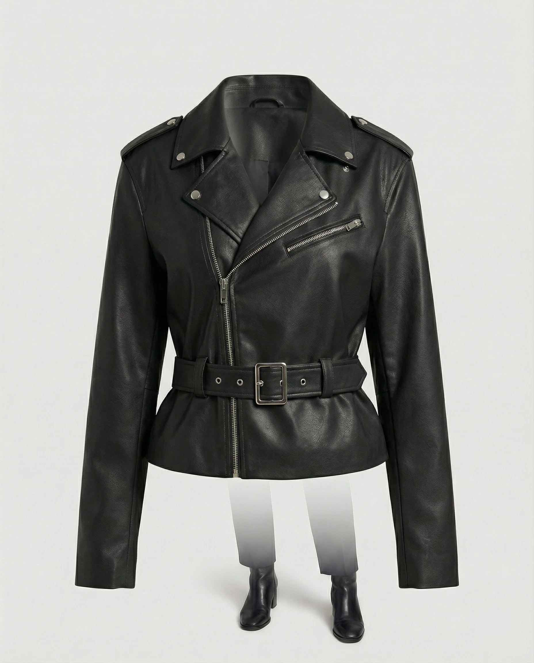 Taillierter Kurz-Biker mit Raffung, Epauletten und asymmetrischem Reißverschluss Heidi-Mode - Image 5