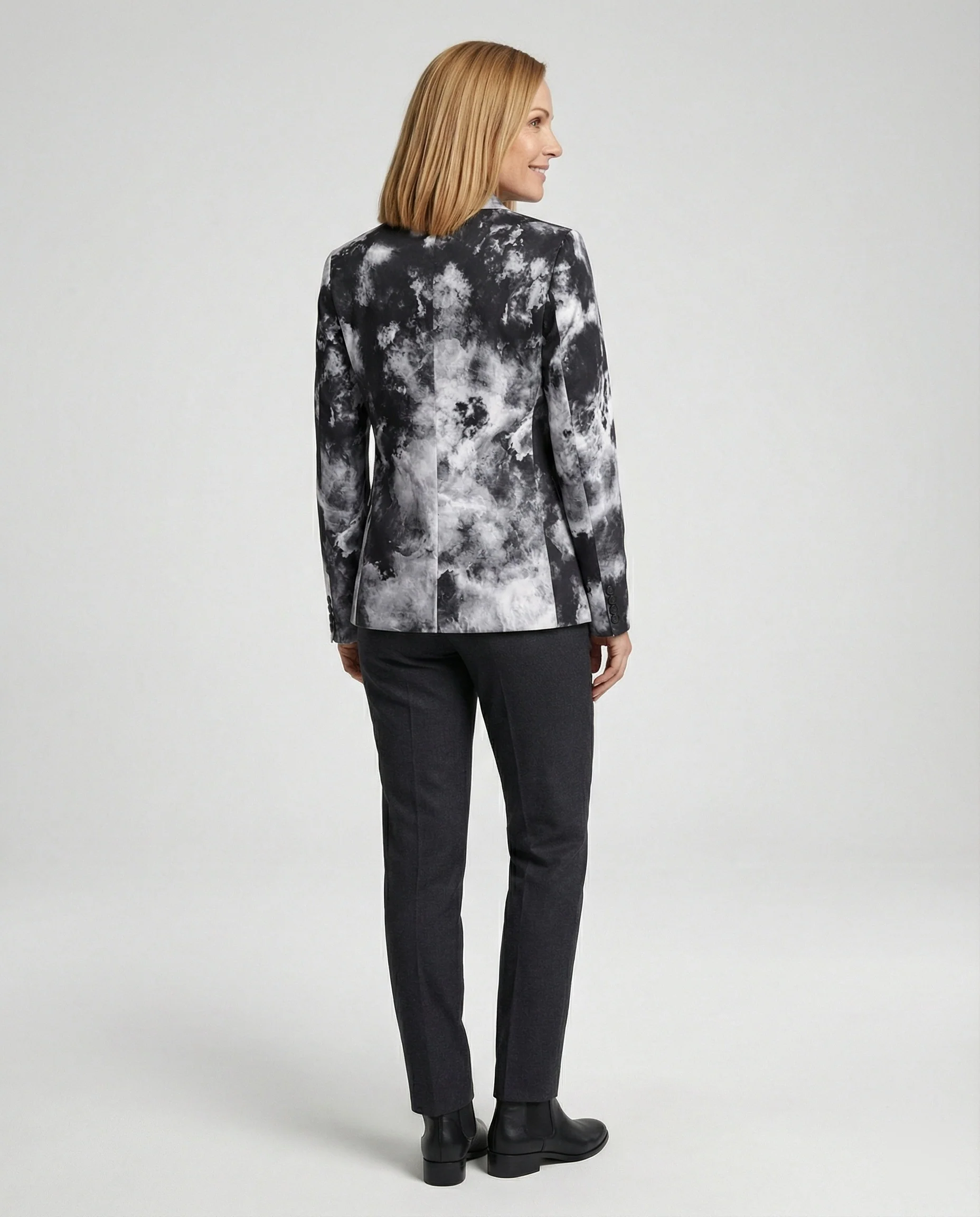 Damen Kurzblazer mit Print und Revers