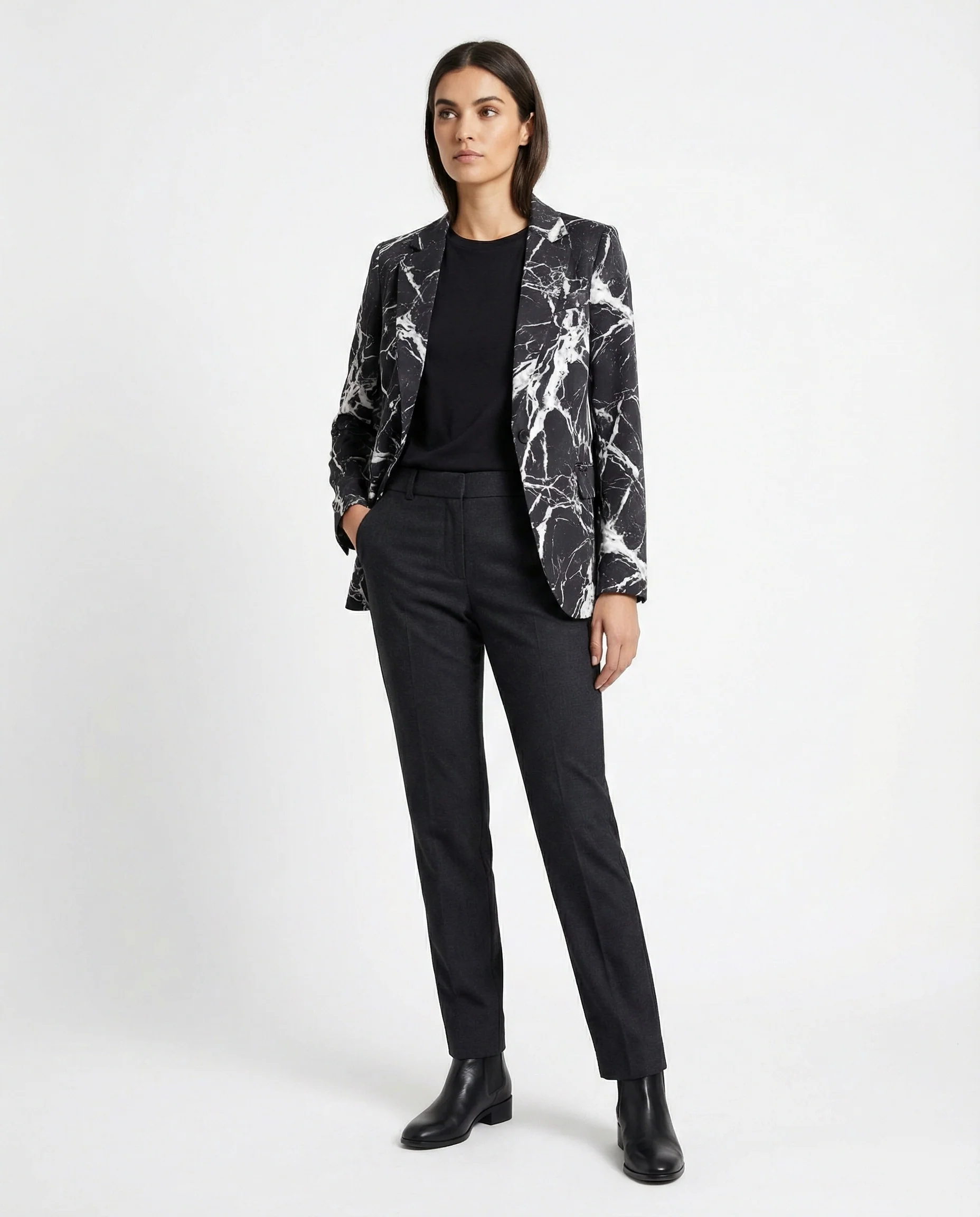 Damen Kurzblazer mit Print und Revers - Image 3