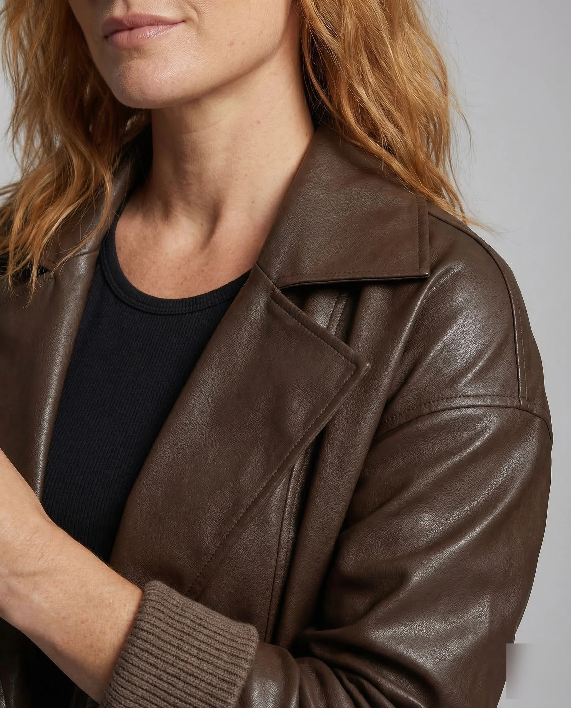 Damen Leder Trench Kurz - Image 3