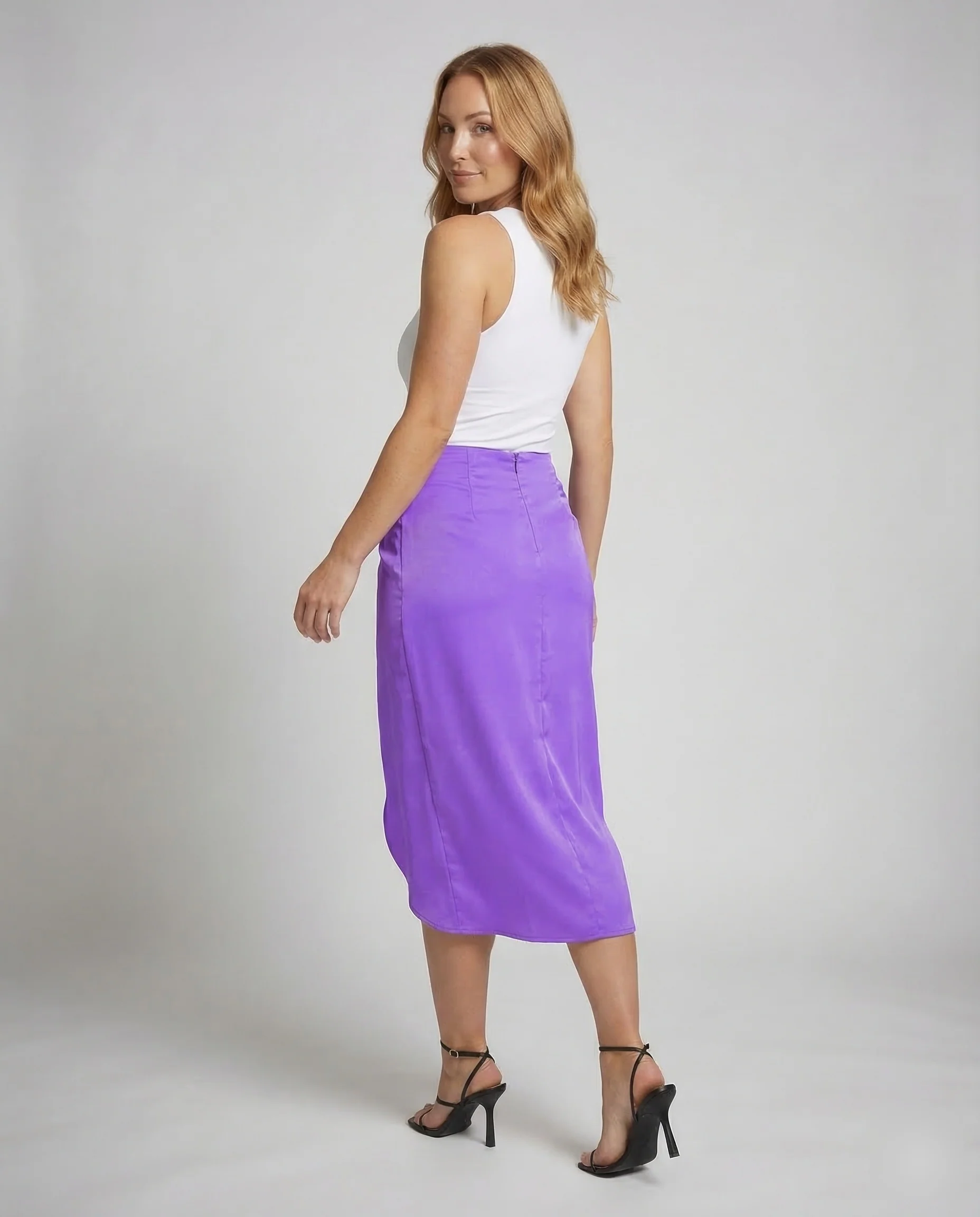 Damen Midirock Schlitz Drapiert - Image 2