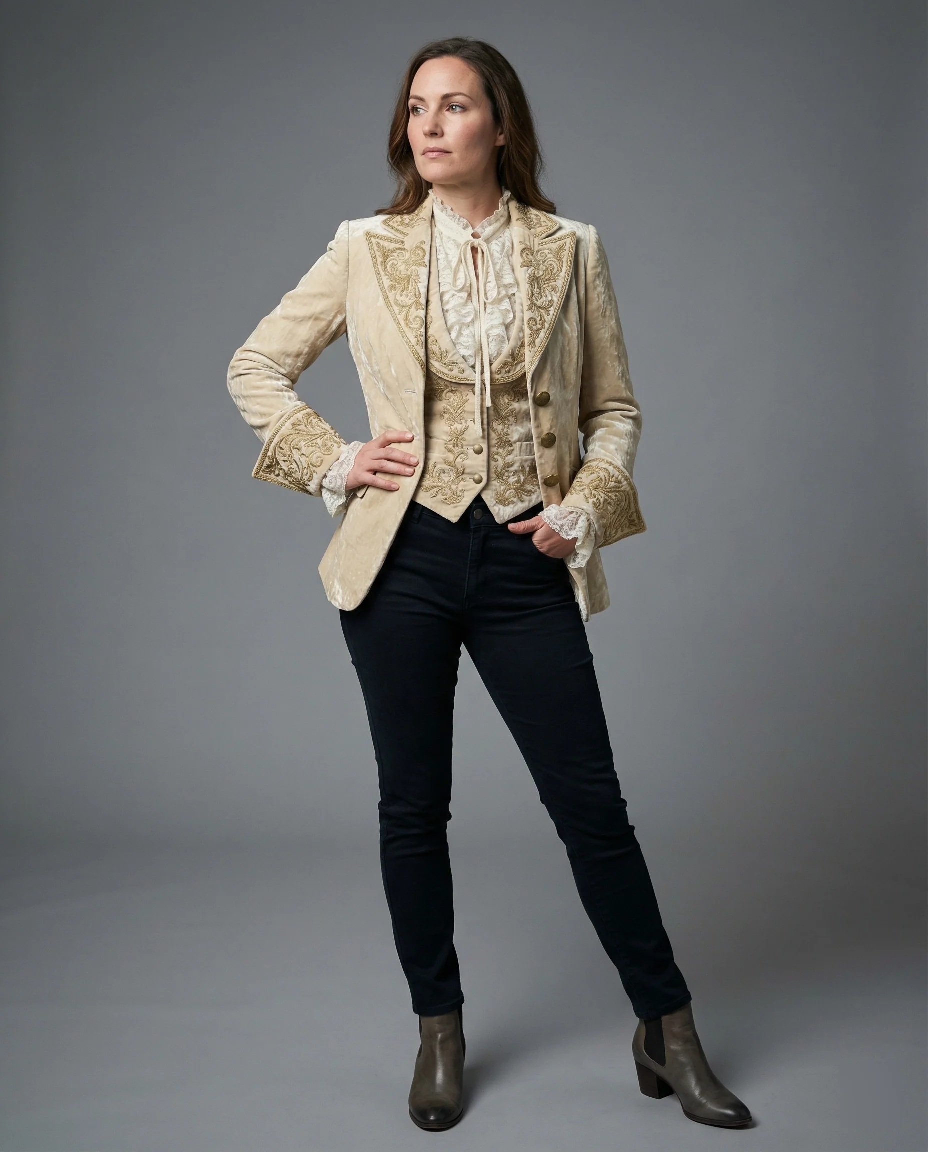 Damen Blazer Samt Stickerei - Image 4
