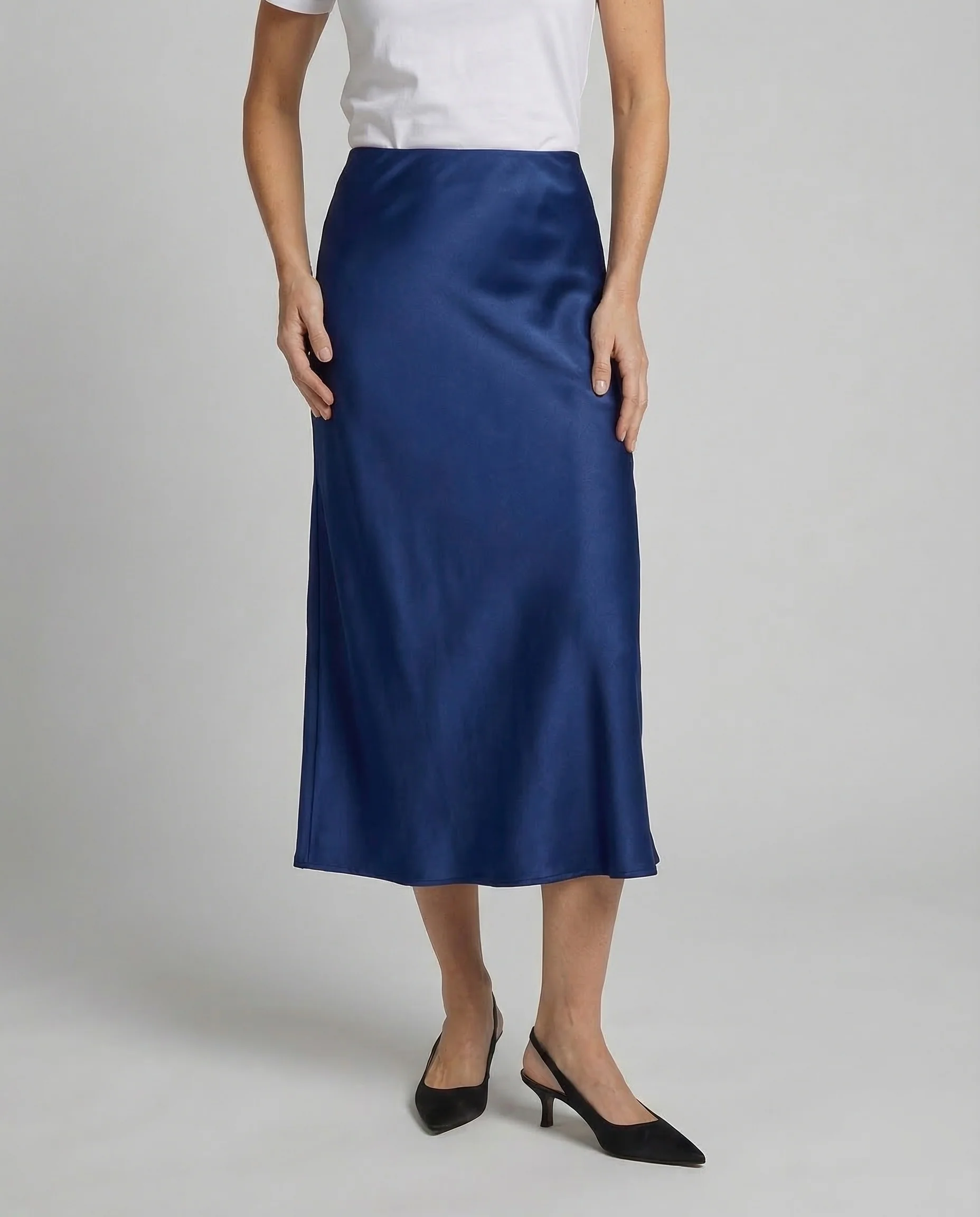 Damen Satin Midirock Schrägschnitt - Image 2