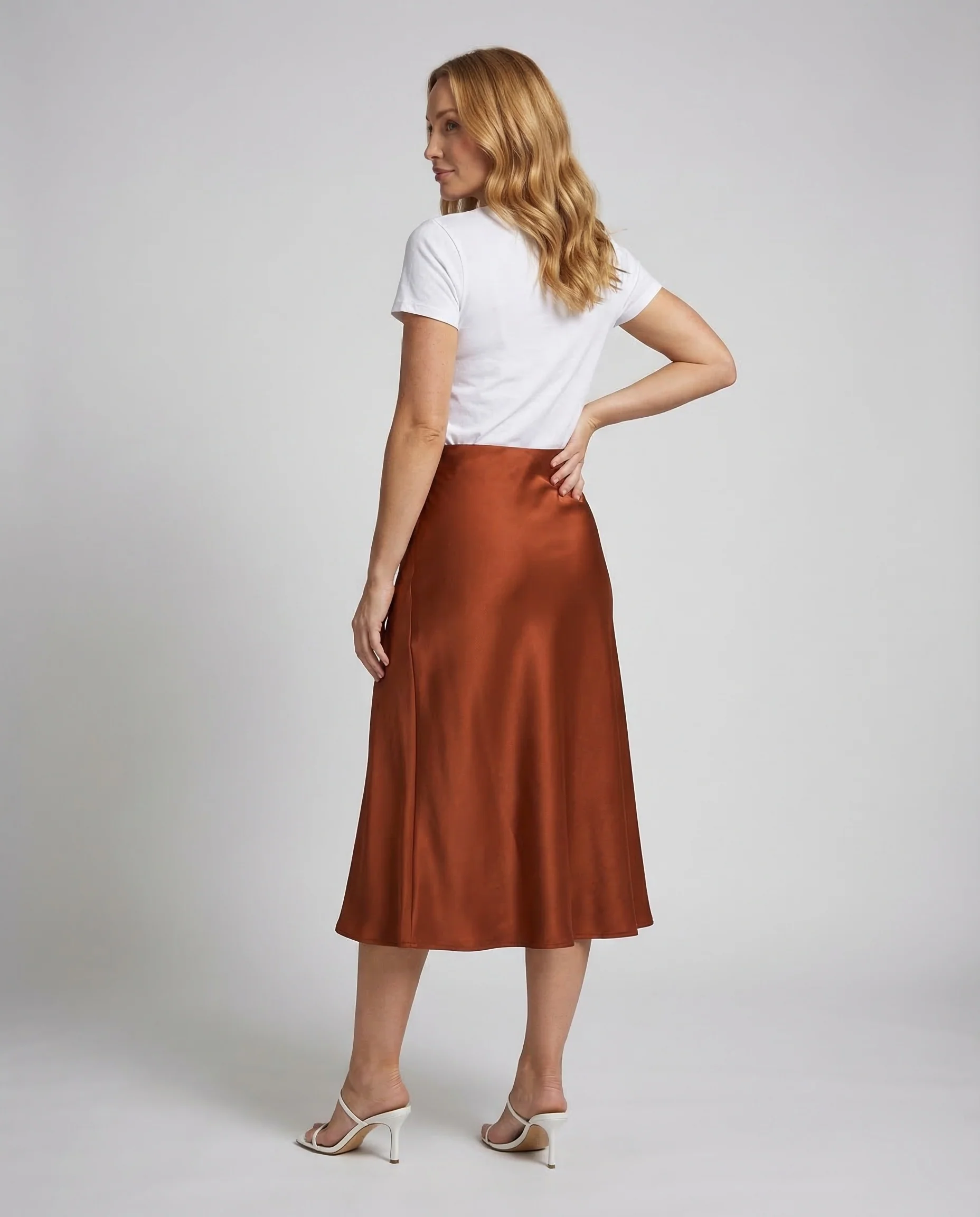 Damen Satin Midirock Tailliert - Image 3