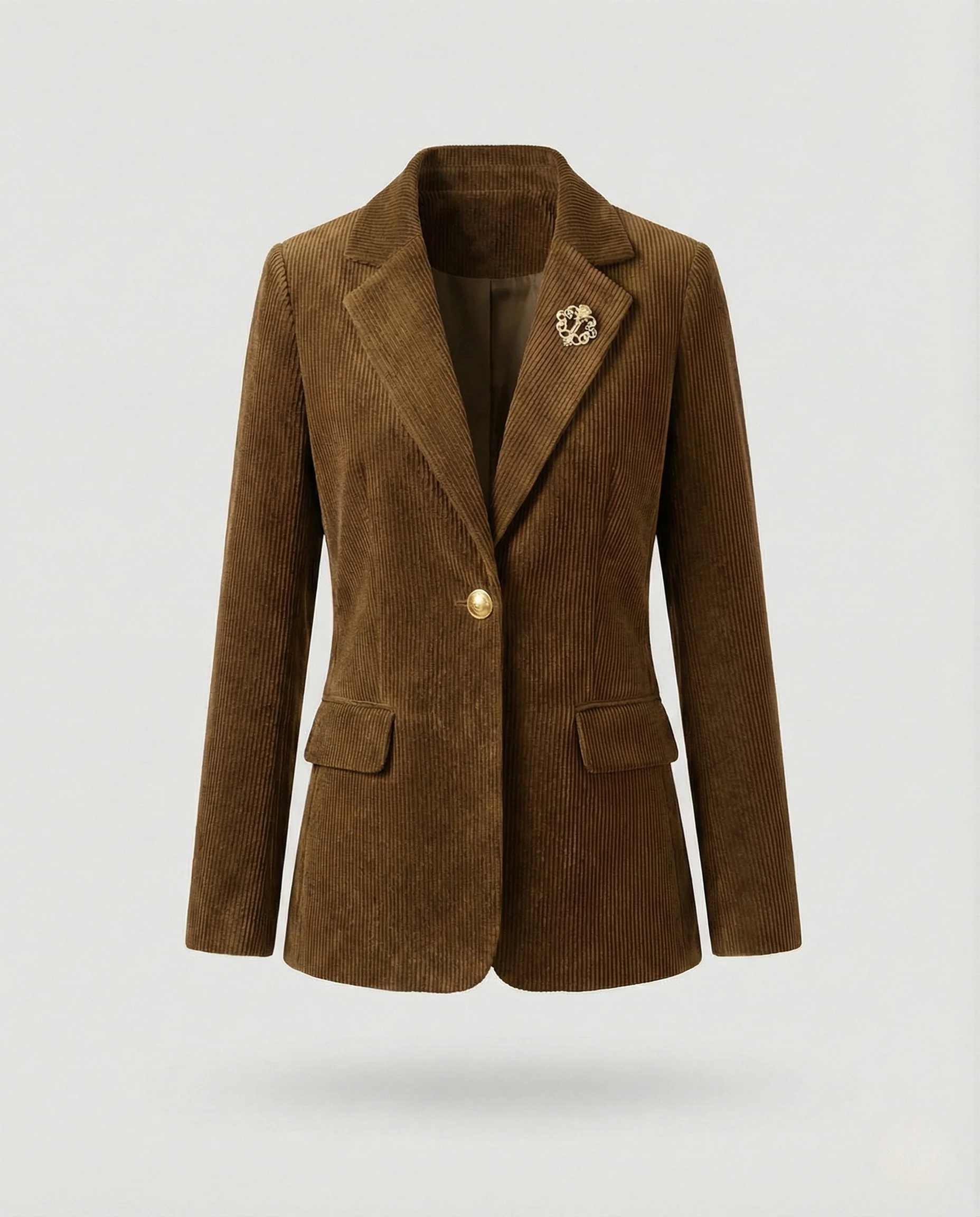 Taillierter Strukturstrick-Blazer mit Reverskragen Ein-Knopf-Verschluss und aufgesetzten Taschen Heidi Mode - Image 6