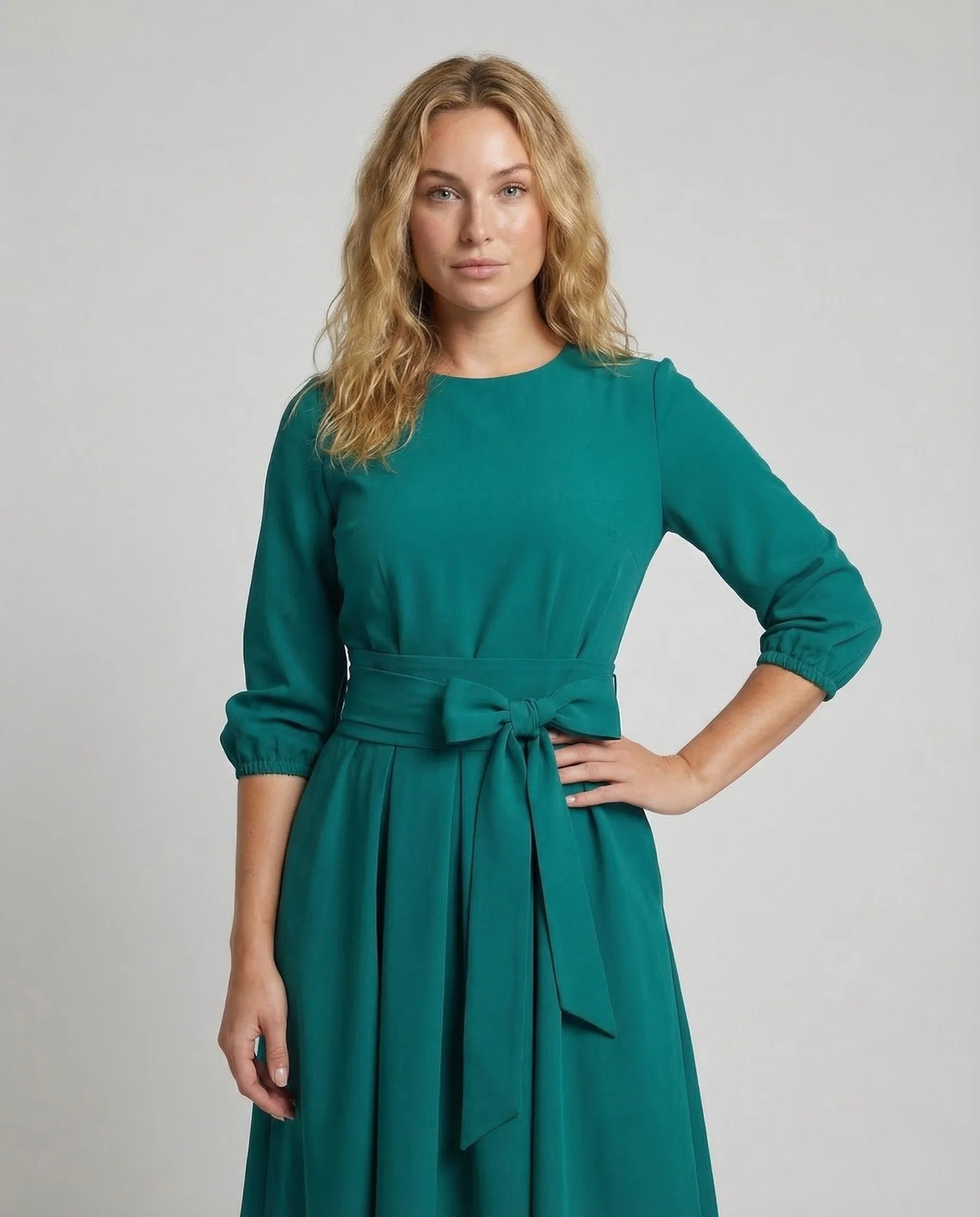 Damen A Linien Kleid Gürtel - Image 2