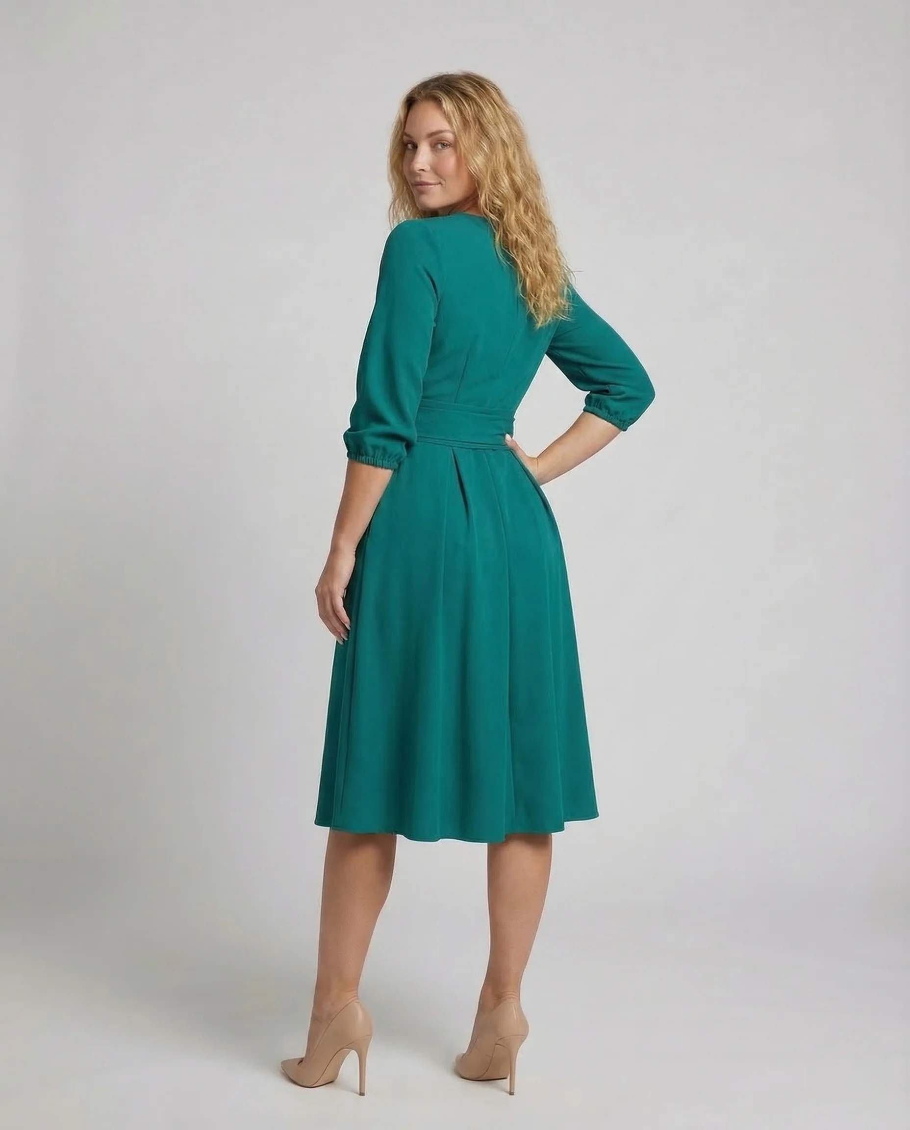 Damen A Linien Kleid Gürtel - Image 4
