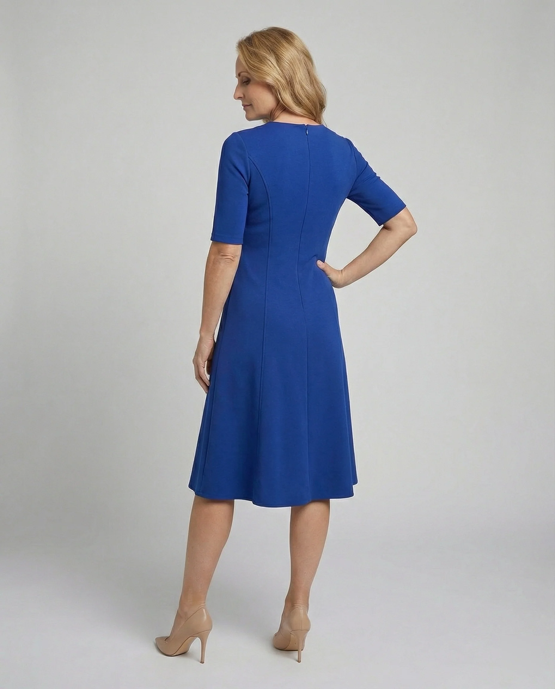 Damen Midikleid elegant Halbarm - Image 3