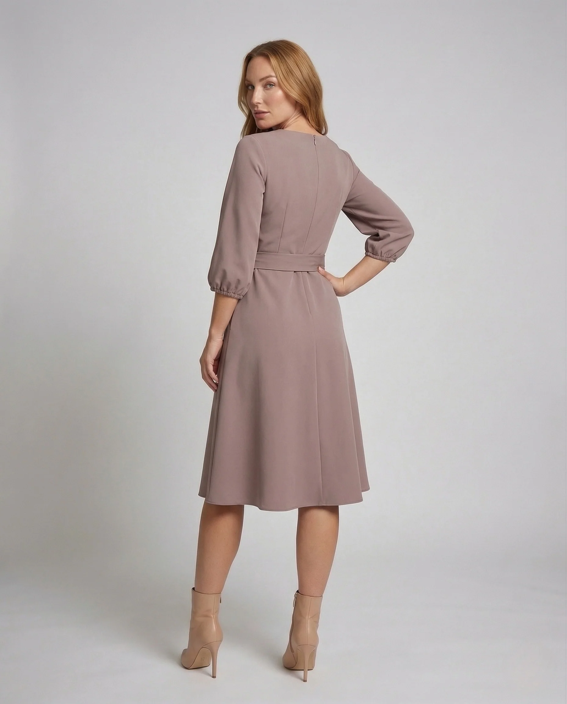 Damen A-Linien Midikleid mit Bindegürtel - Image 4