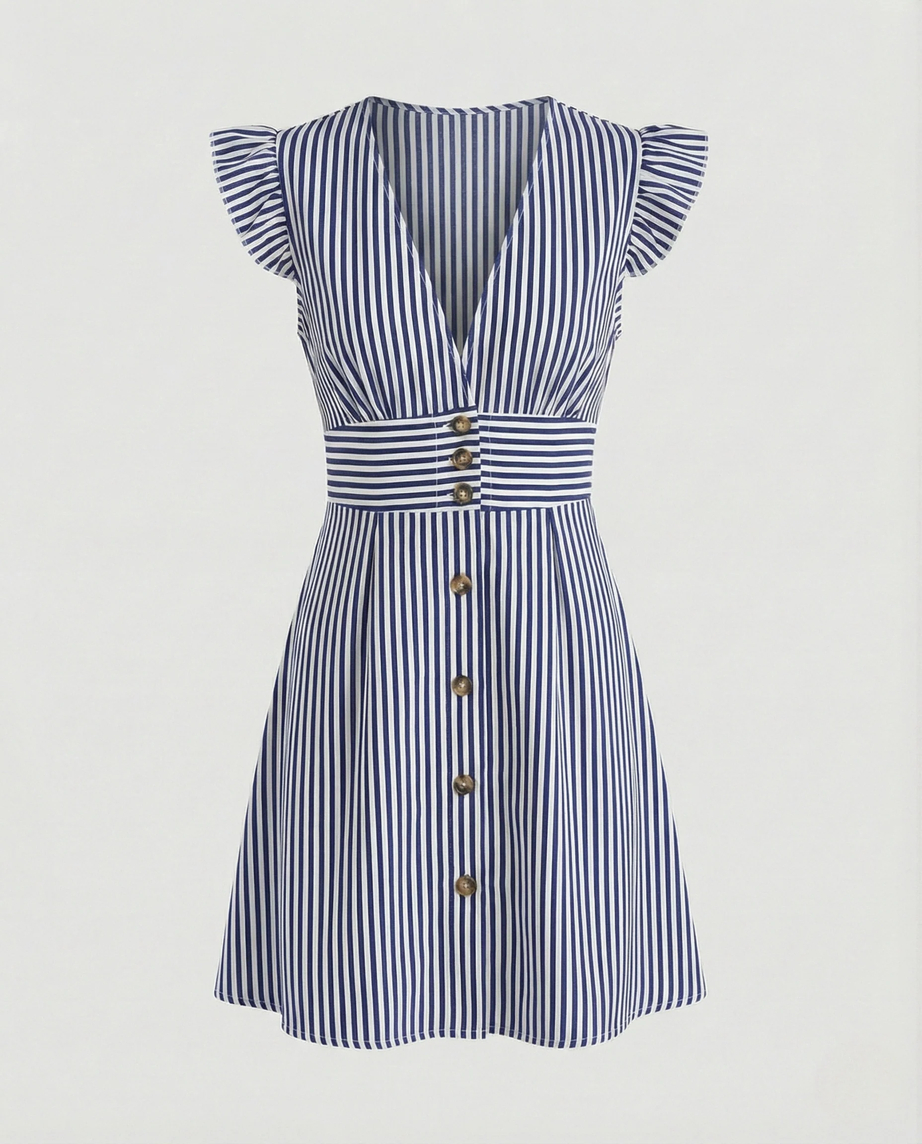 Damen Sommerkleid mit Rüschenärmeln und Knopfleiste – Heidi Mode - Image 6