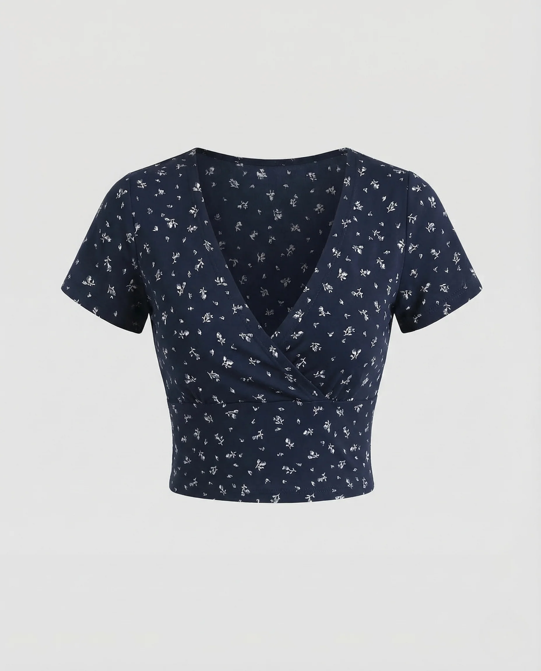 Damen Crop Top V Ausschnitt Blumenprint - Image 5