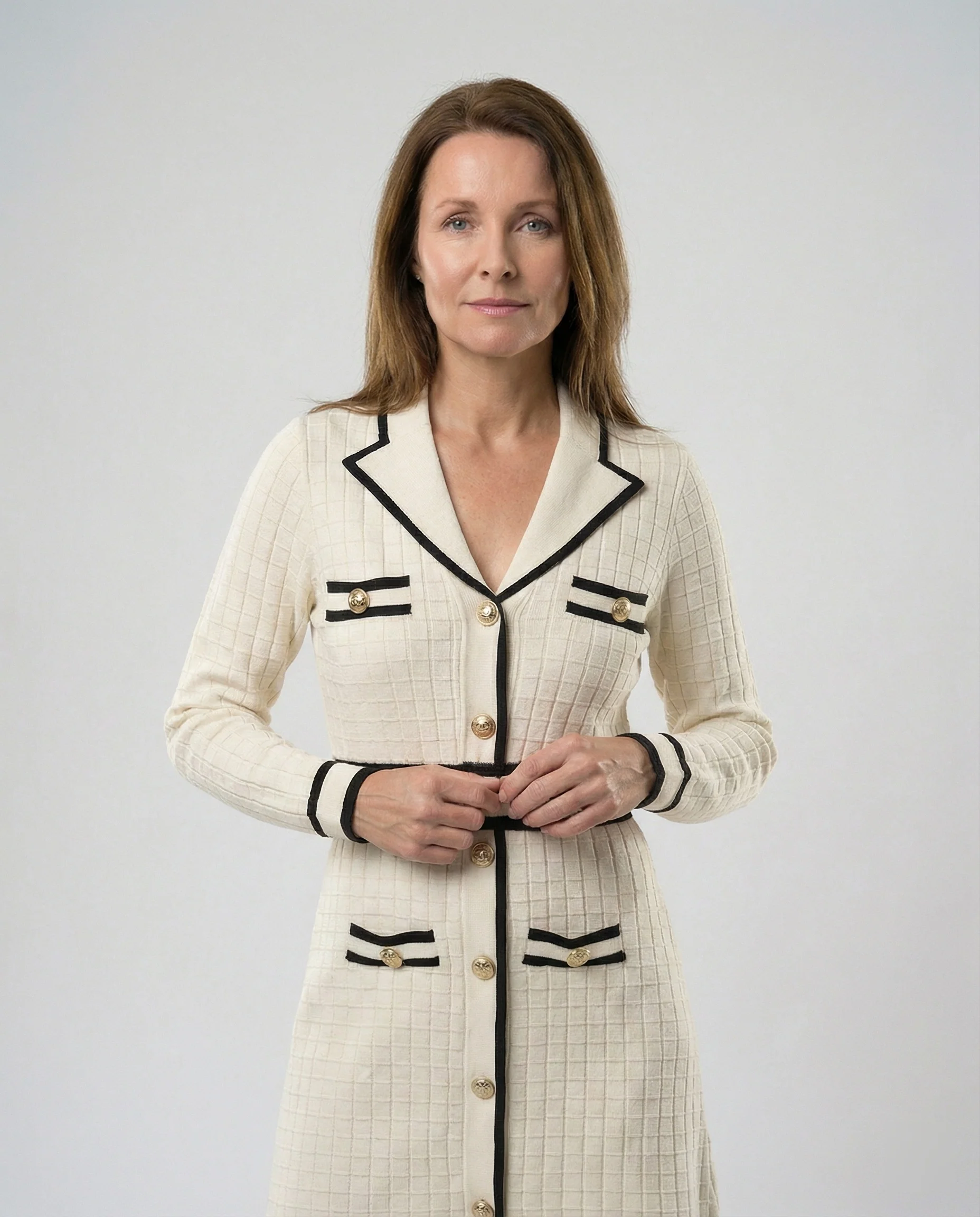 Bouclé Strickkleid Im Blazer Look Damen - Image 5