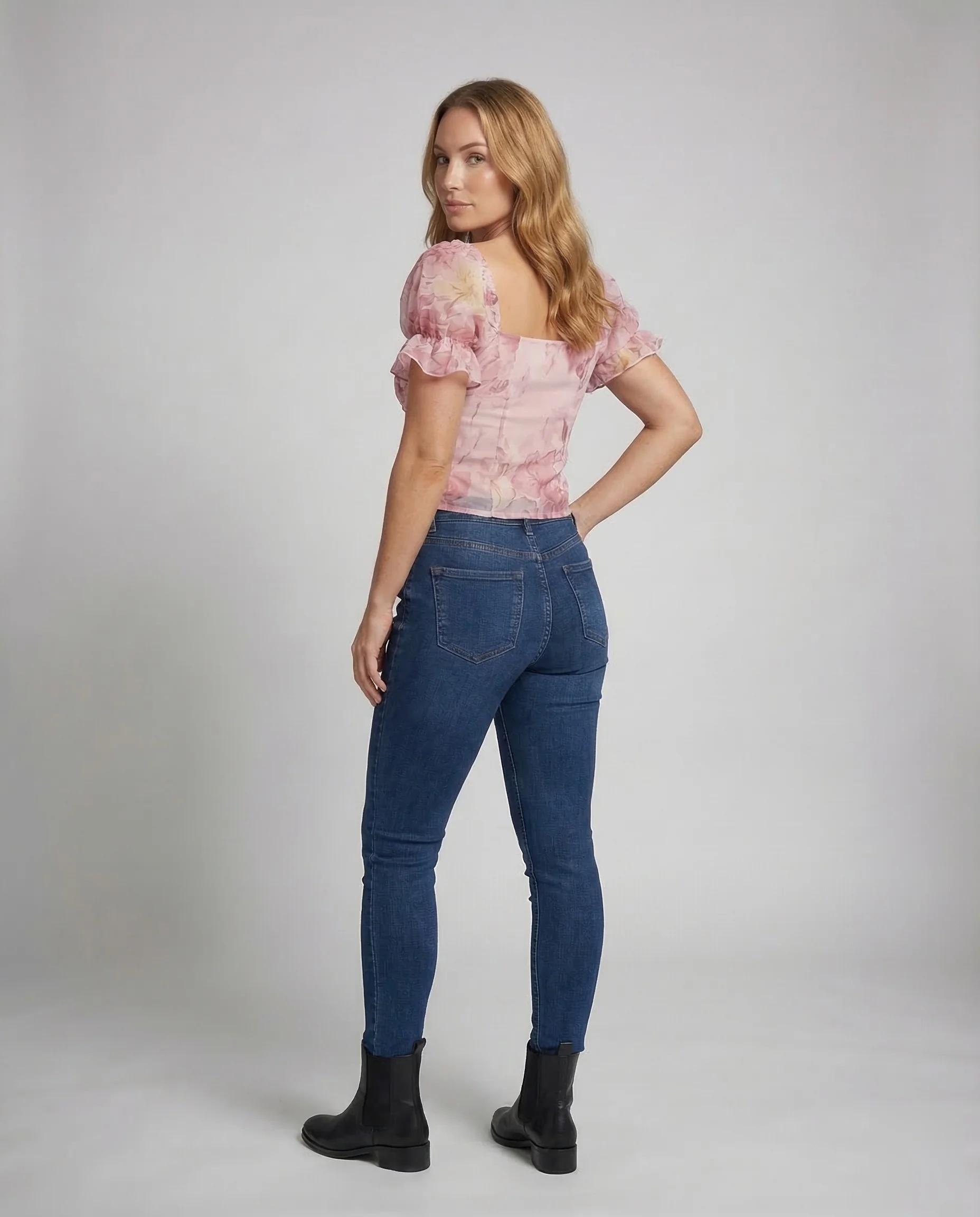 Damen Corsagen Top Puffärmel - Image 4