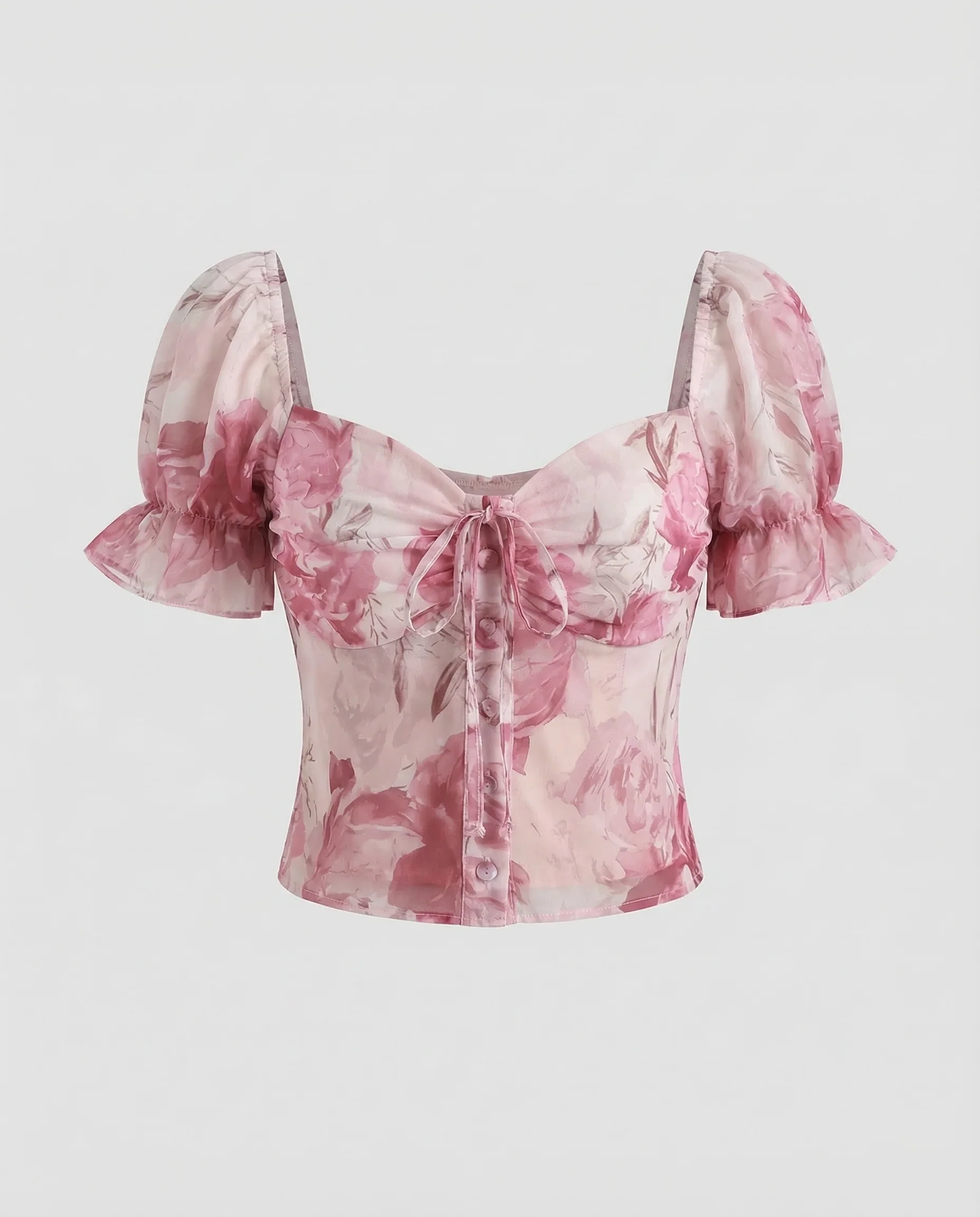 Damen Corsagen Top Puffärmel - Image 5