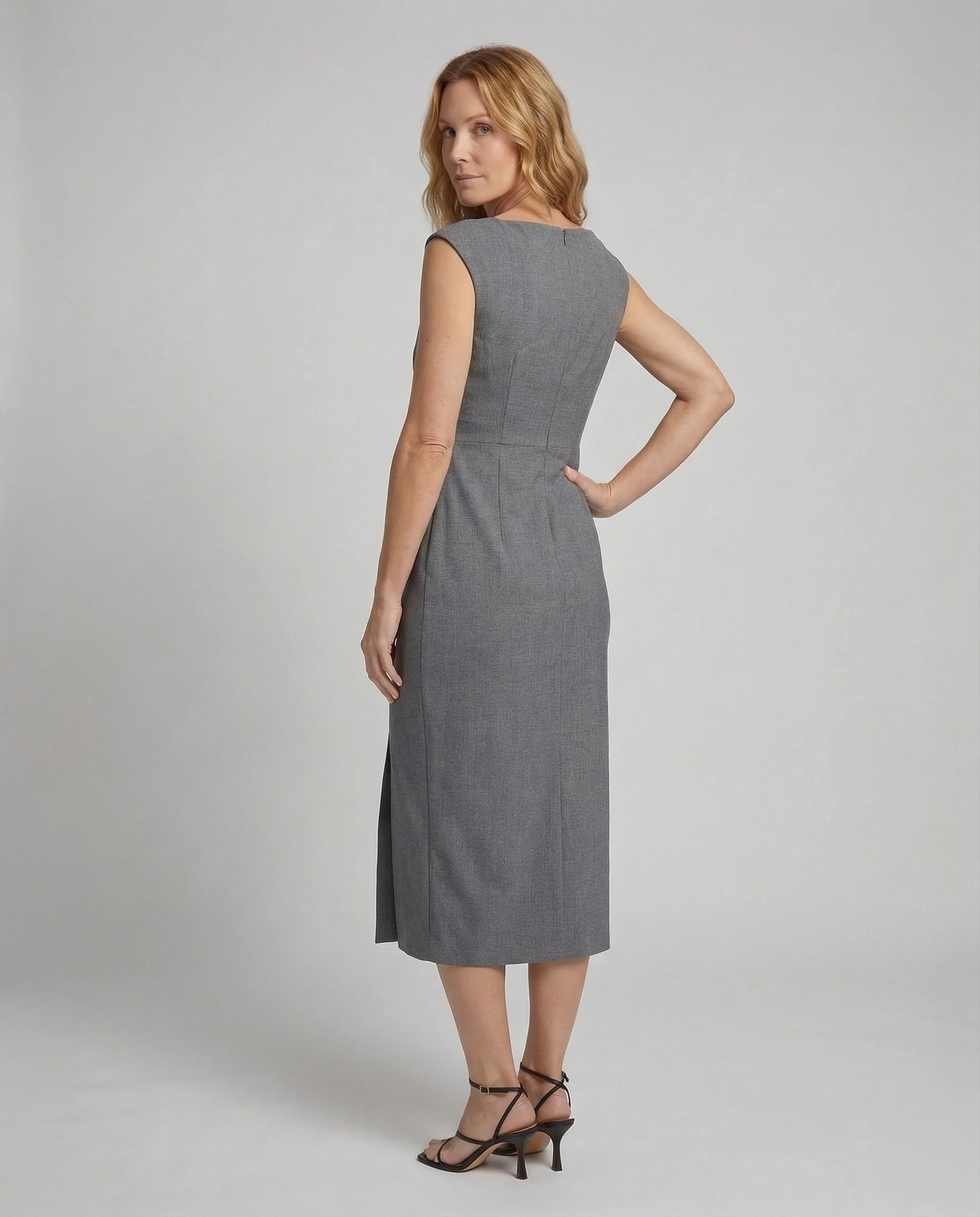 Damen Etuikleid Drapiert Schlitz - Image 4
