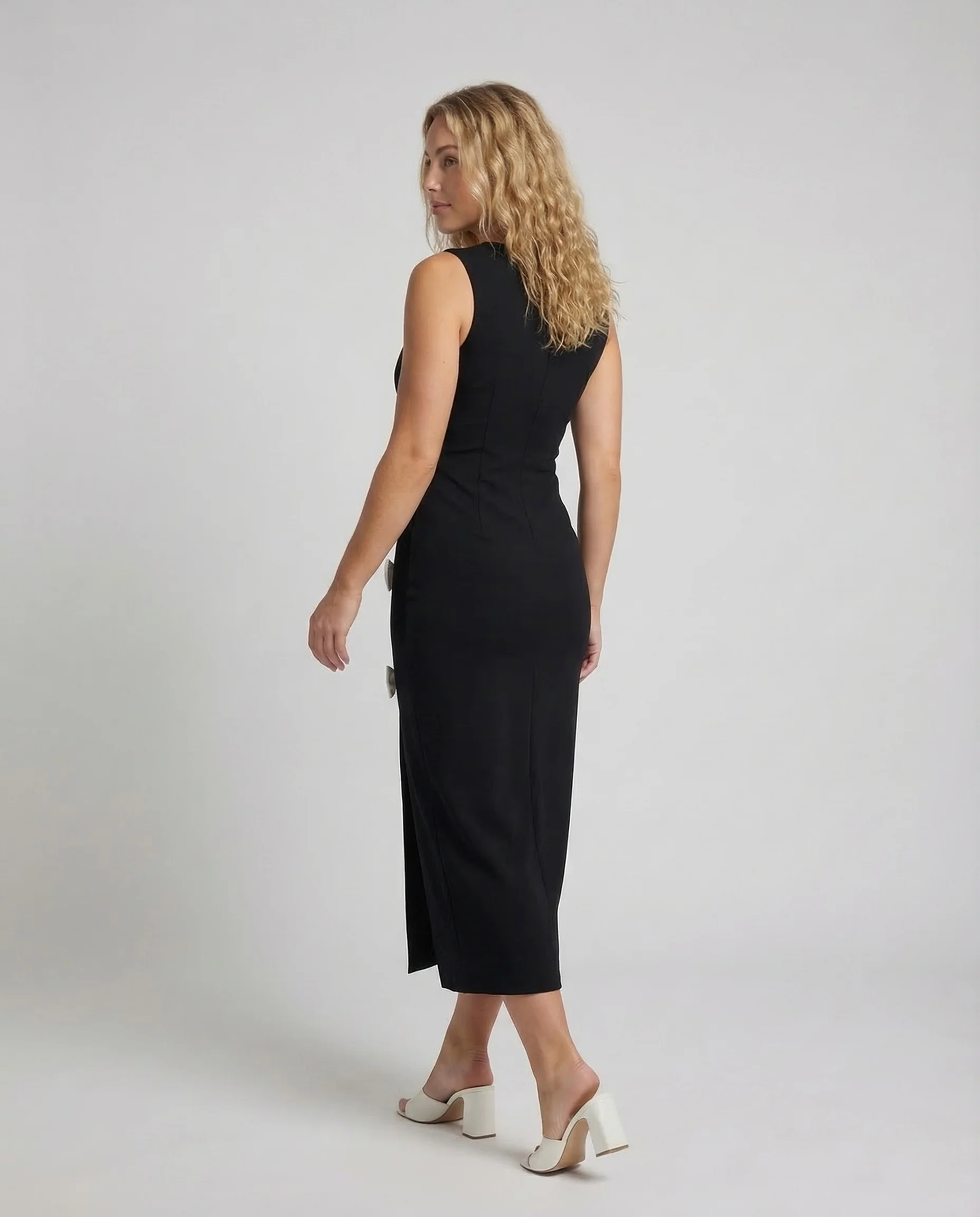 Damen Etuikleid Schlitz Schleife - Image 4