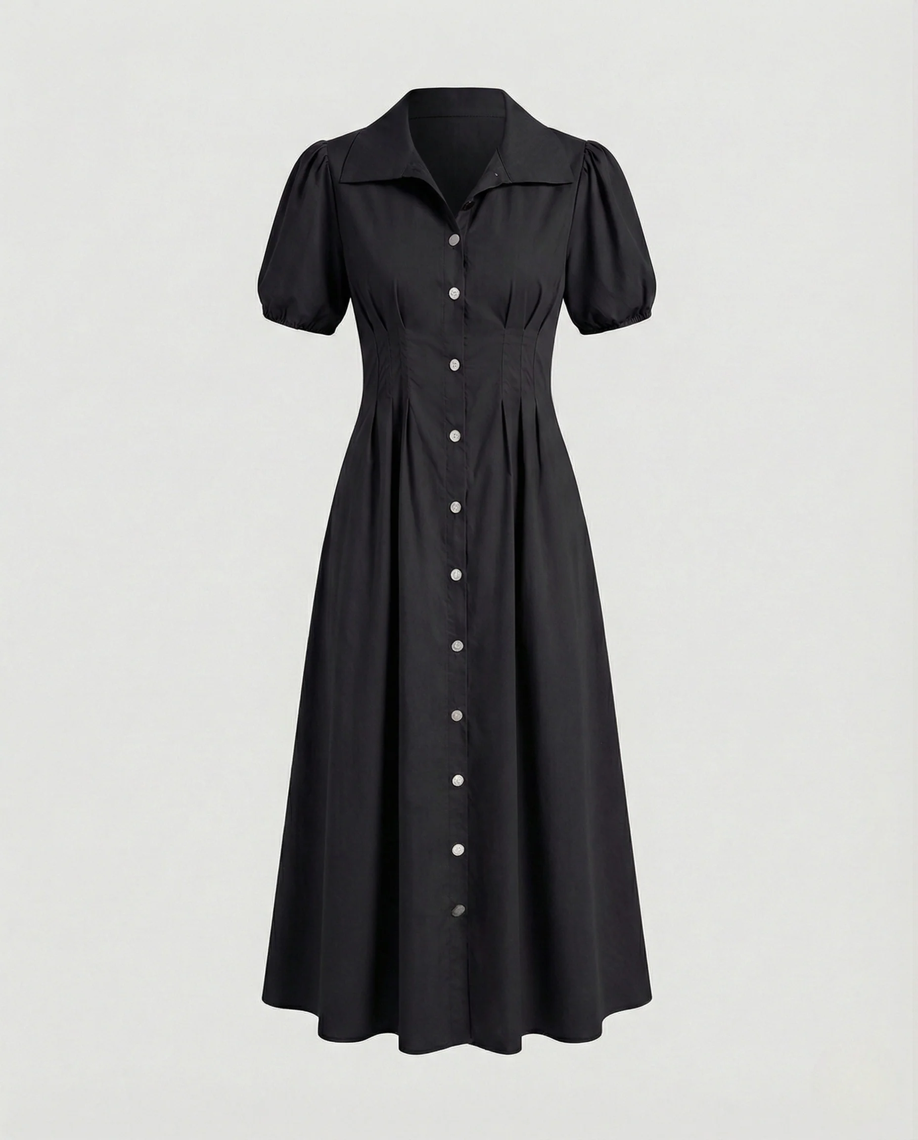 Damen Hemdblusenkleid mit Puffärmeln - Image 5
