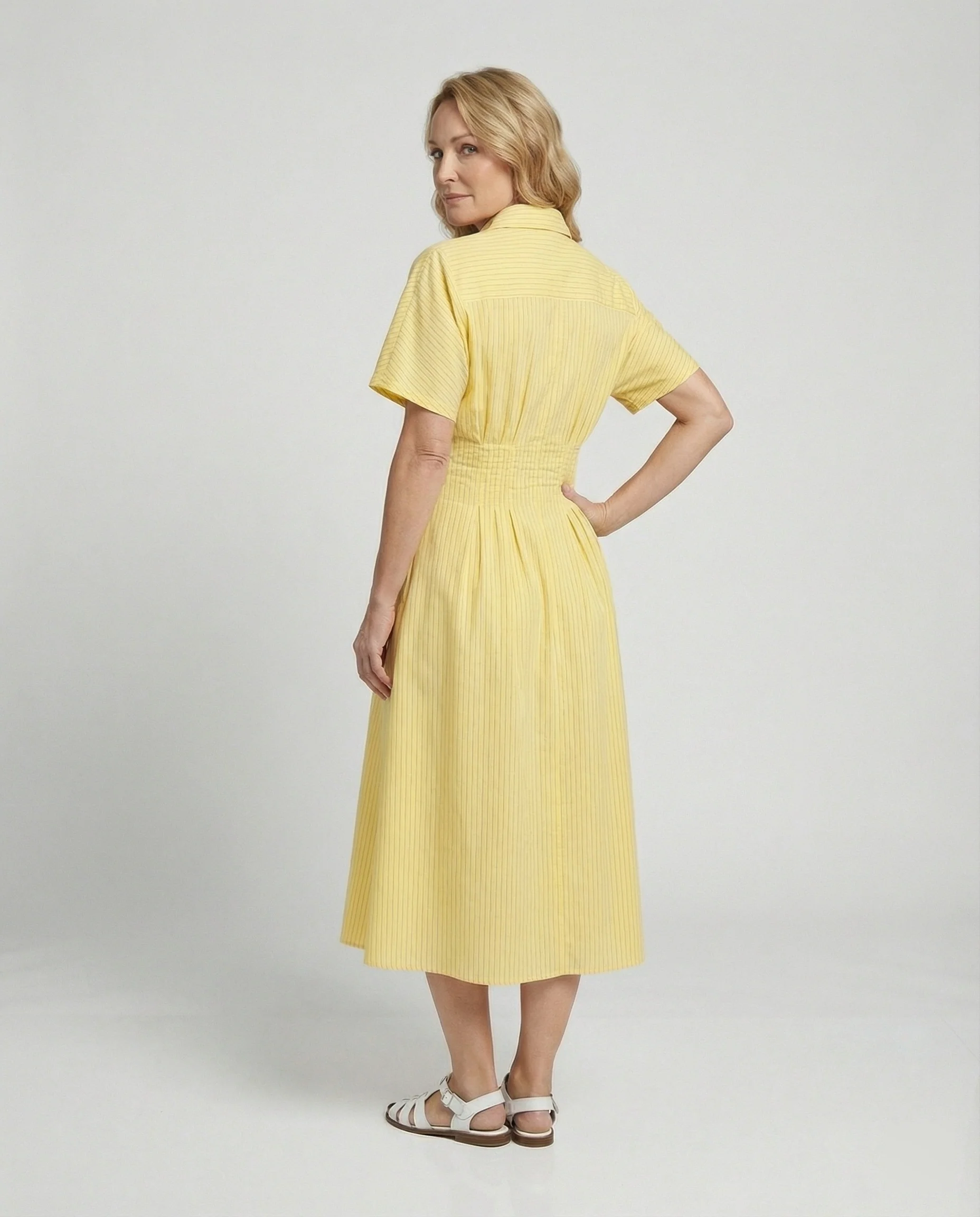 Damen Hemdkleid Midi mit Plissee - Image 3