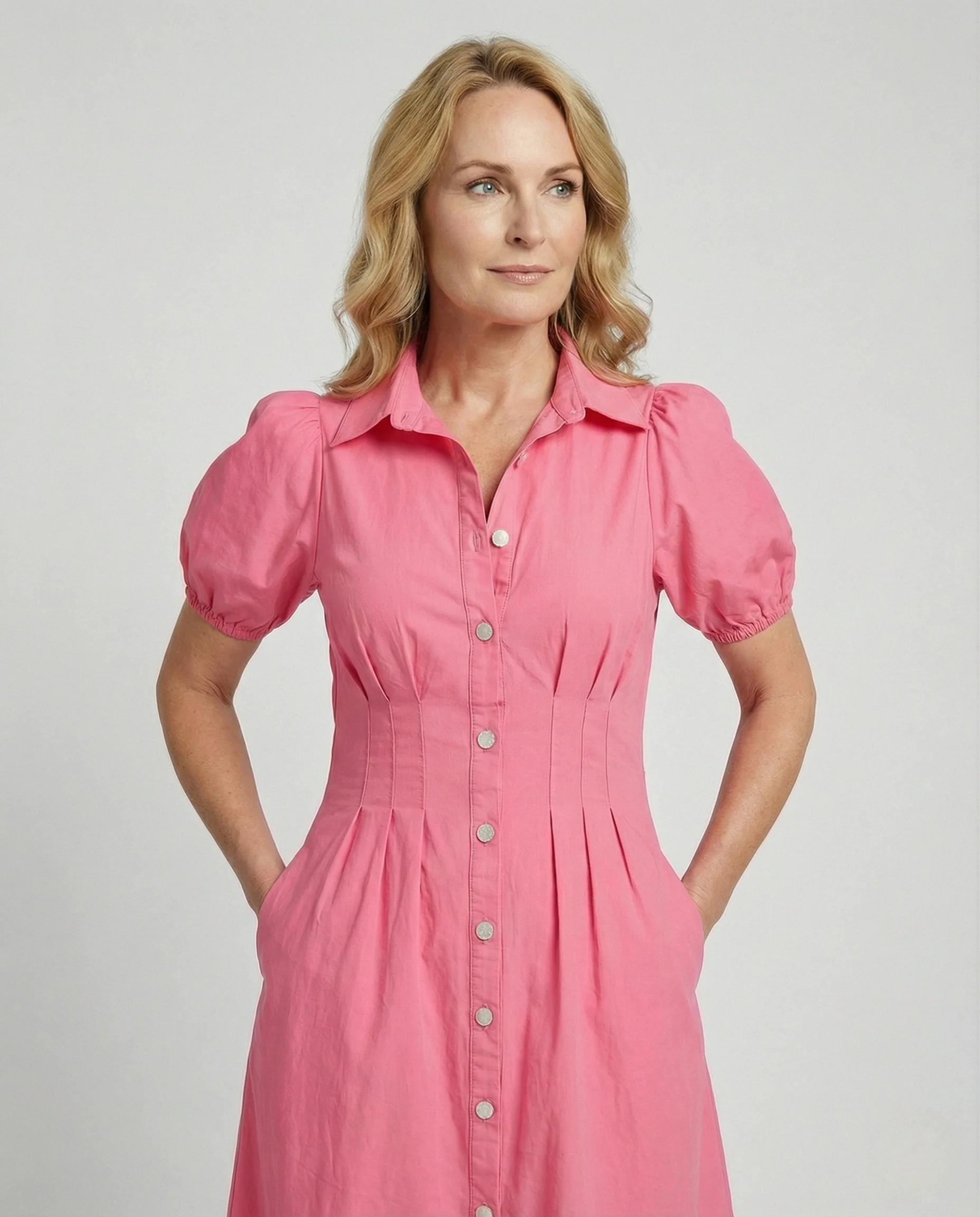 Damen Hemdkleid mit Puffärmeln - Image 3