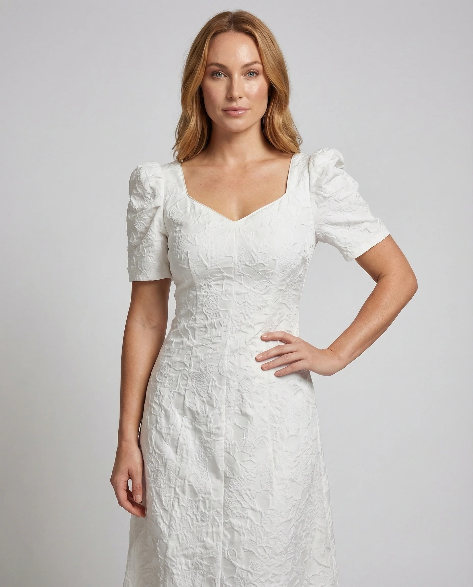 Damen Jacquard Maxikleid mit Herz Ausschnitt - Image 2