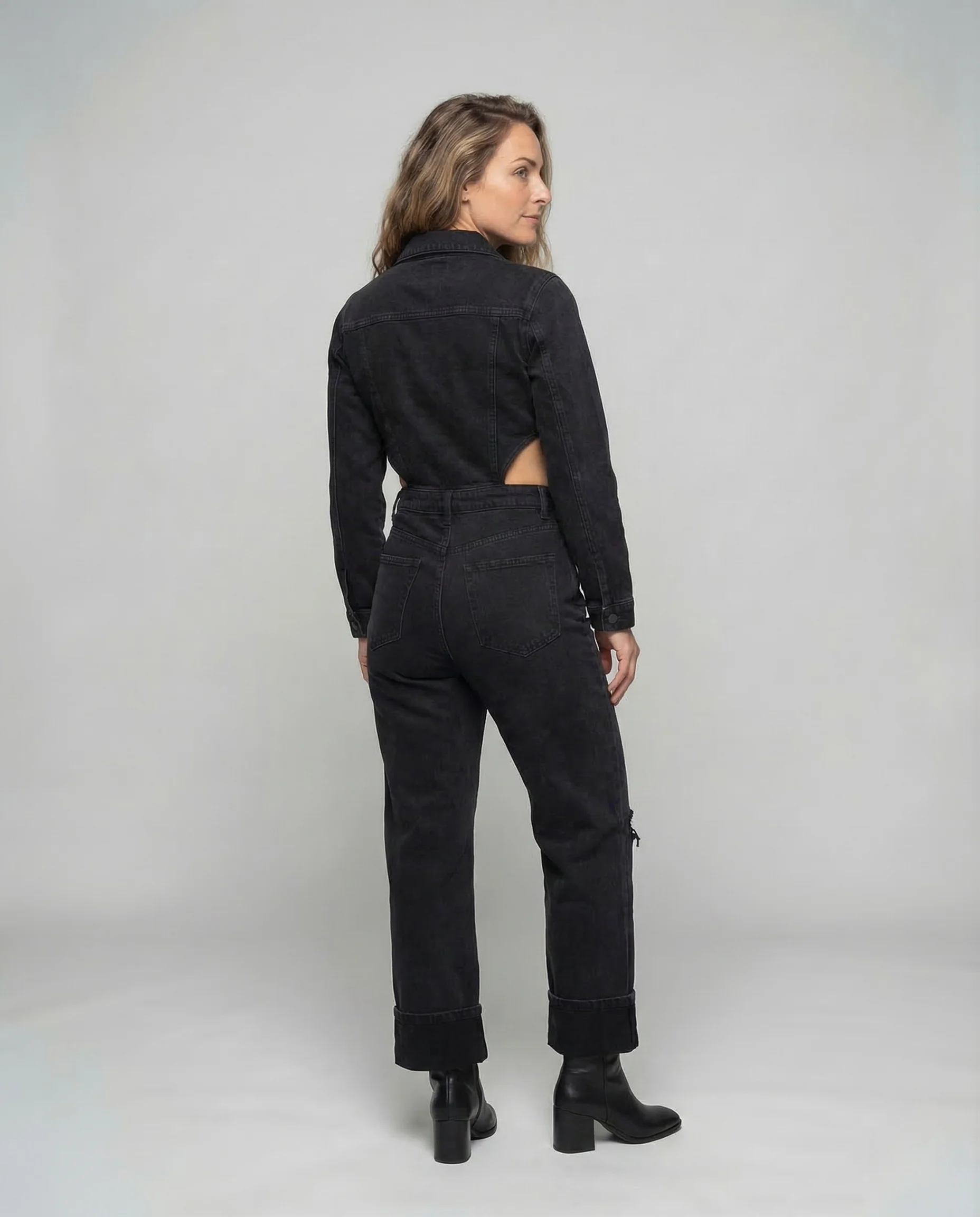 Damen Jeans Set Kurzjacke Weite Hose - Image 3