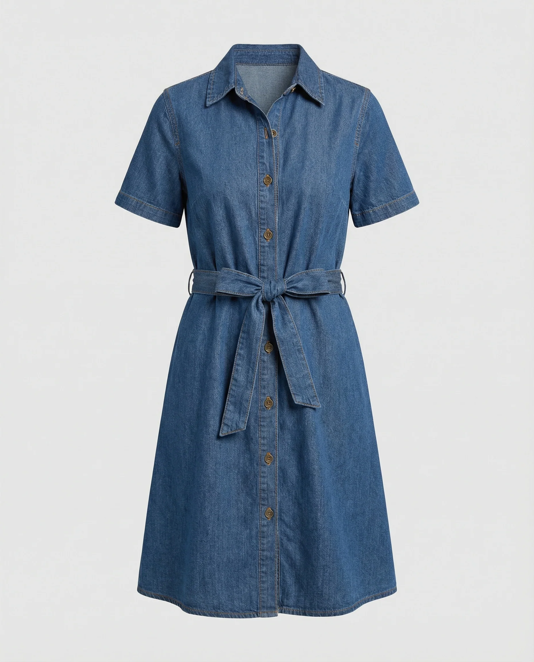 Damen Jeanskleid Midi V-Ausschnitt - Image 5