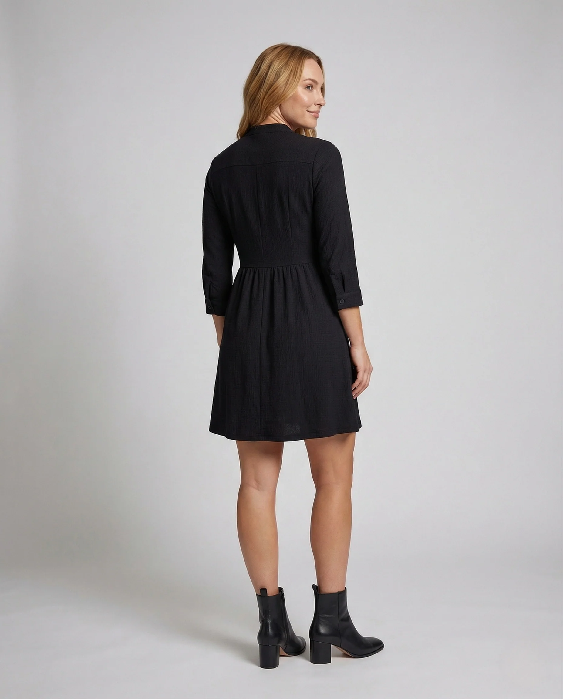 Damen Tweedoptik Kleid mit Knöpfen - Image 3
