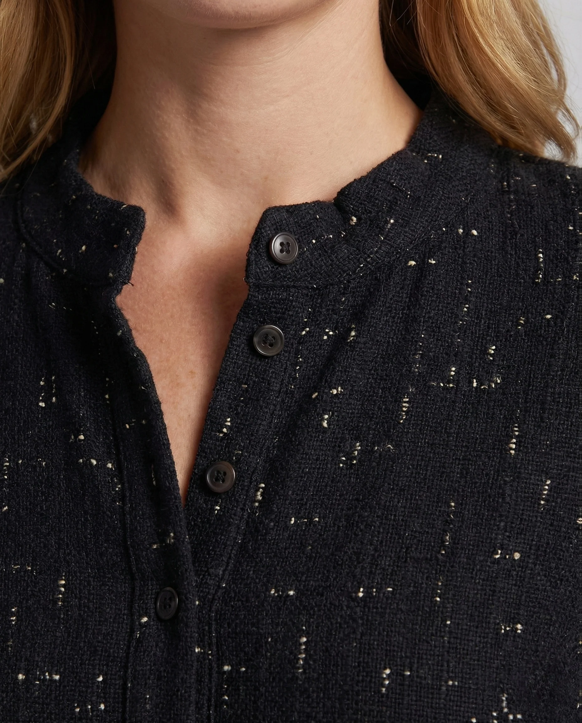 Damen Tweedoptik Kleid mit Knöpfen - Image 4