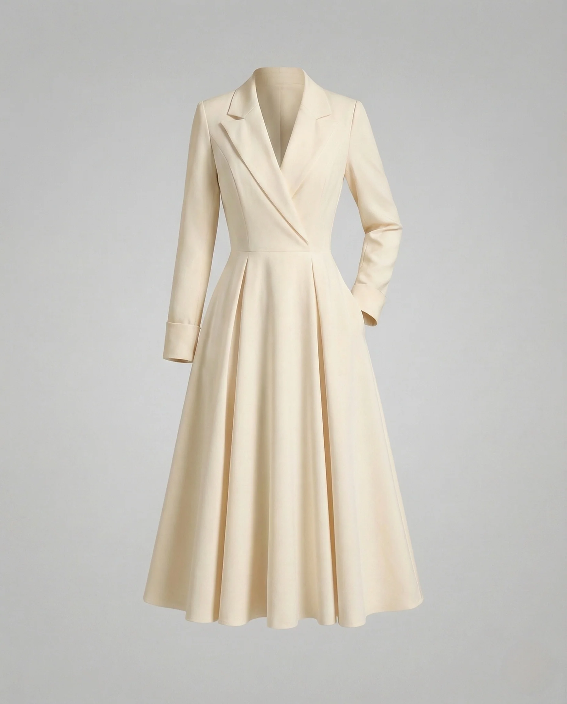 Damen Blazer Kleid Tailliert im Mantelstil mit A Linien Rock - Image 6