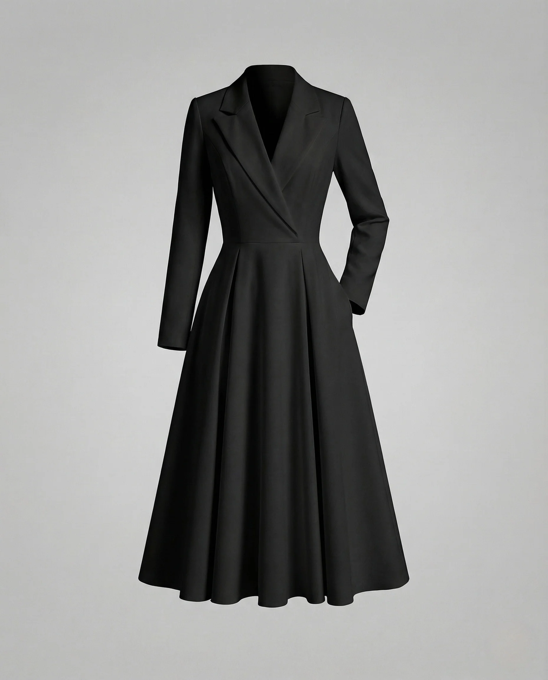 Damen Blazer Kleid Tailliert im Mantelstil mit A Linien Rock - Image 8
