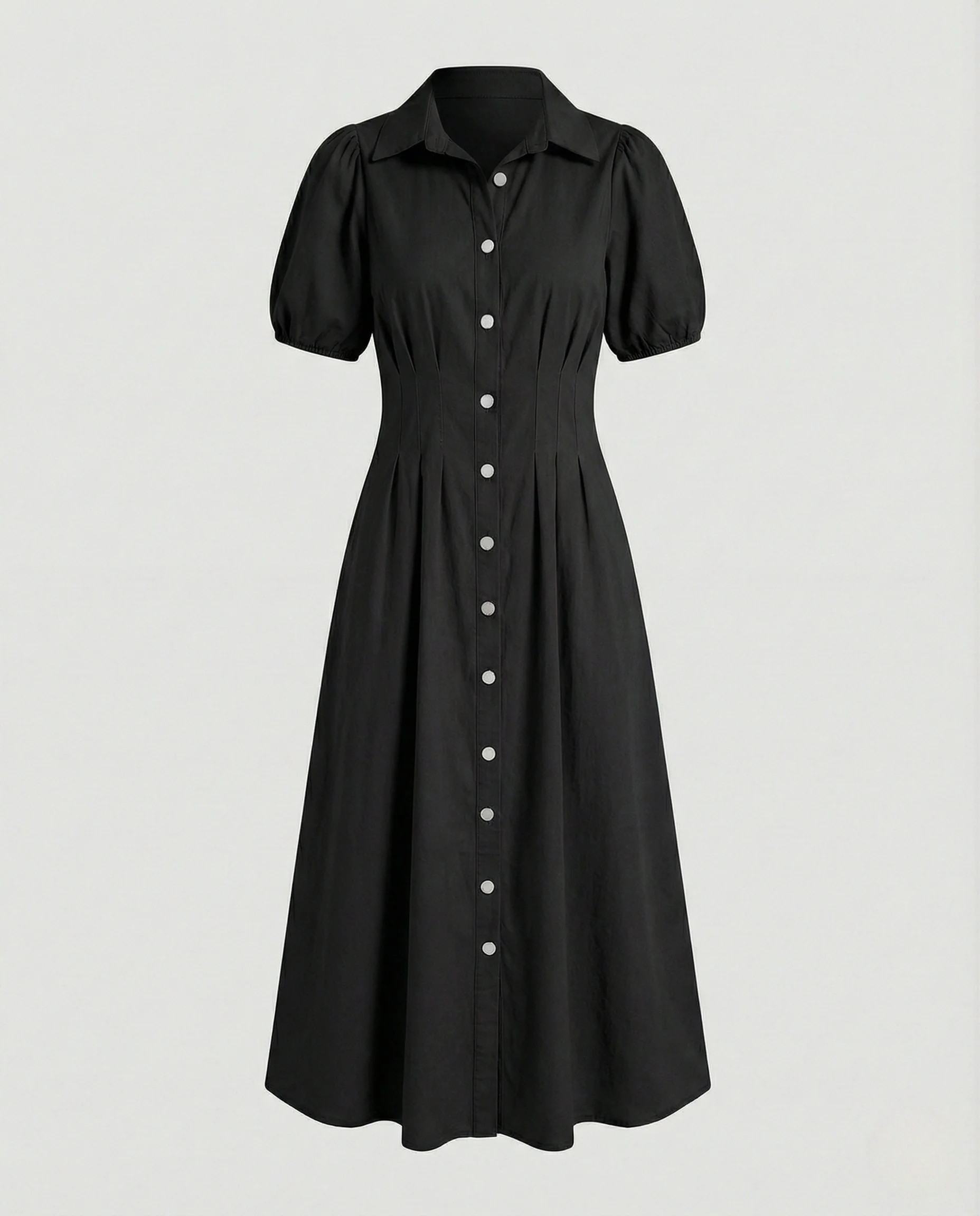 Damen Maxikleid mit Hemdkragen und Puffärmeln - Image 7