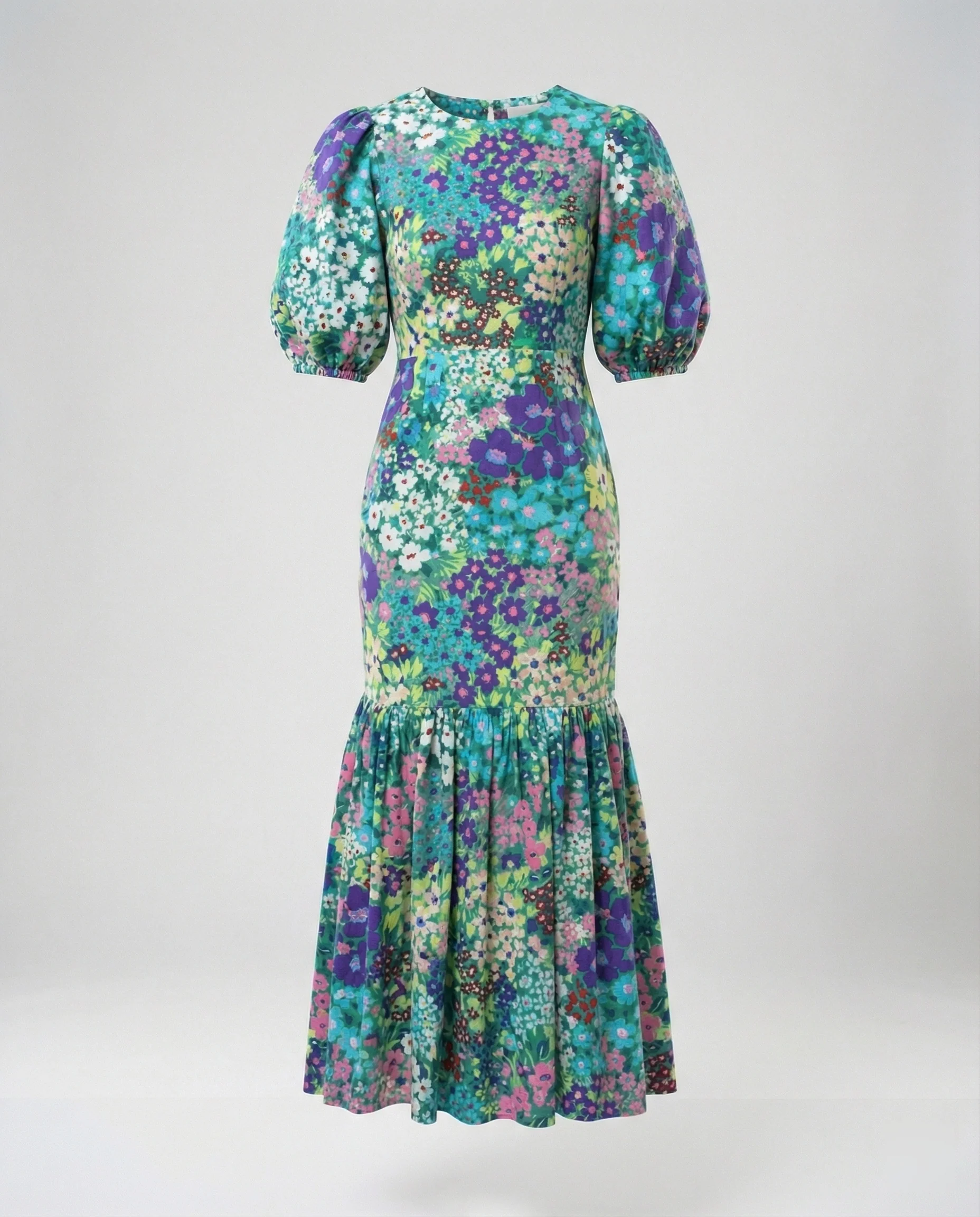 Damen Maxikleid mit Puffärmeln elegant